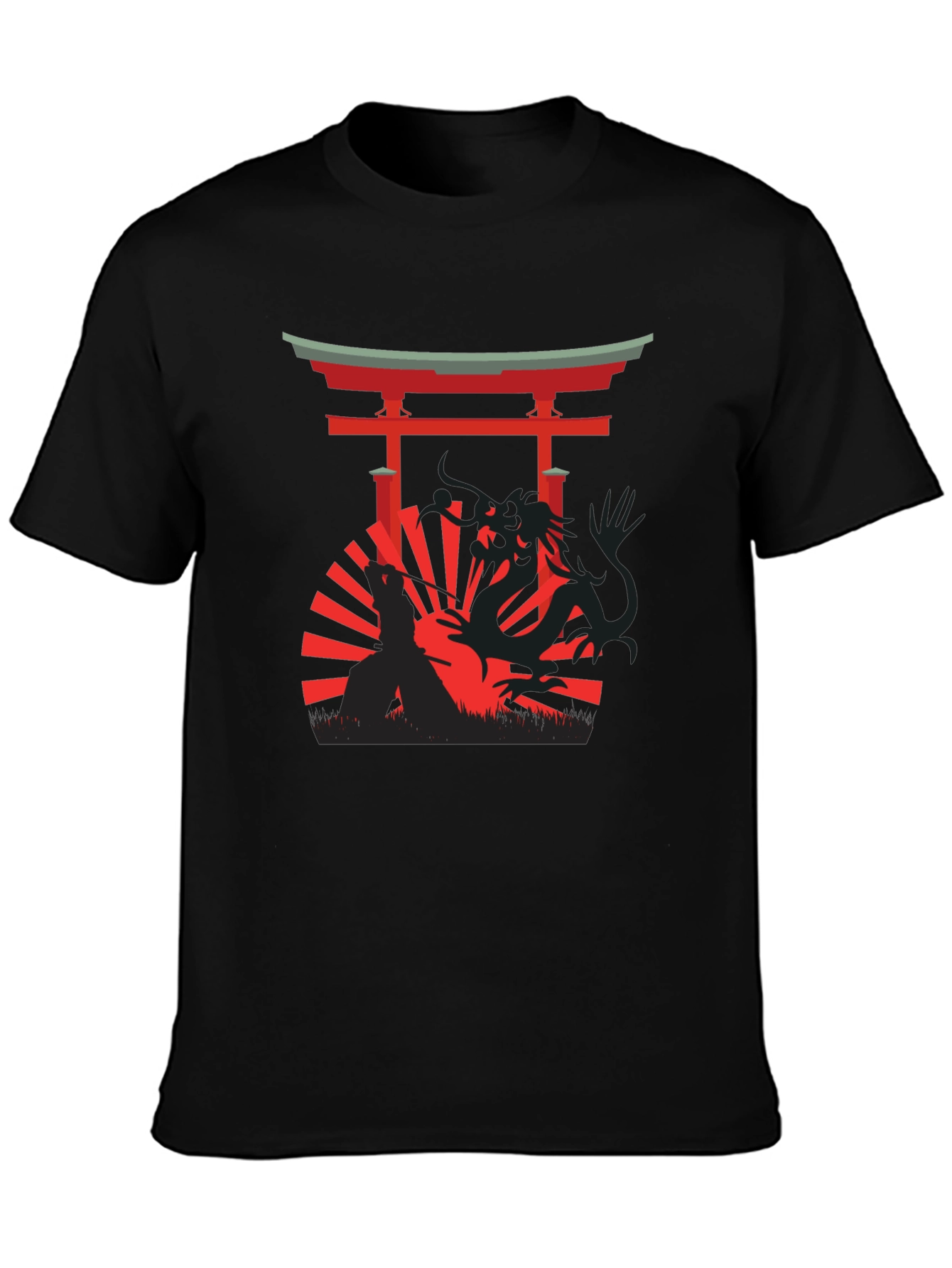 Samurai Dragon Black T-Shirt
