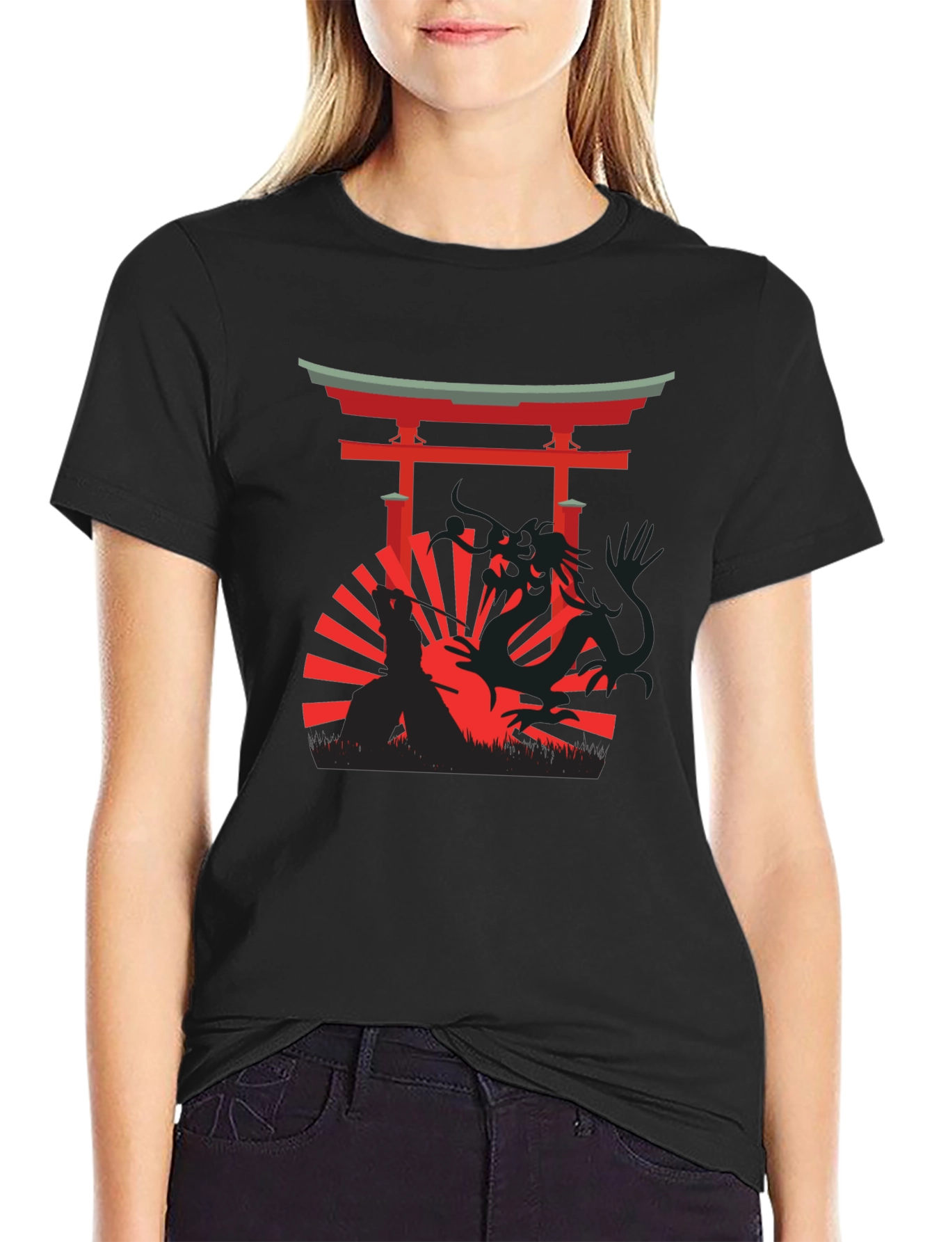 Samurai Dragon Black T-Shirt