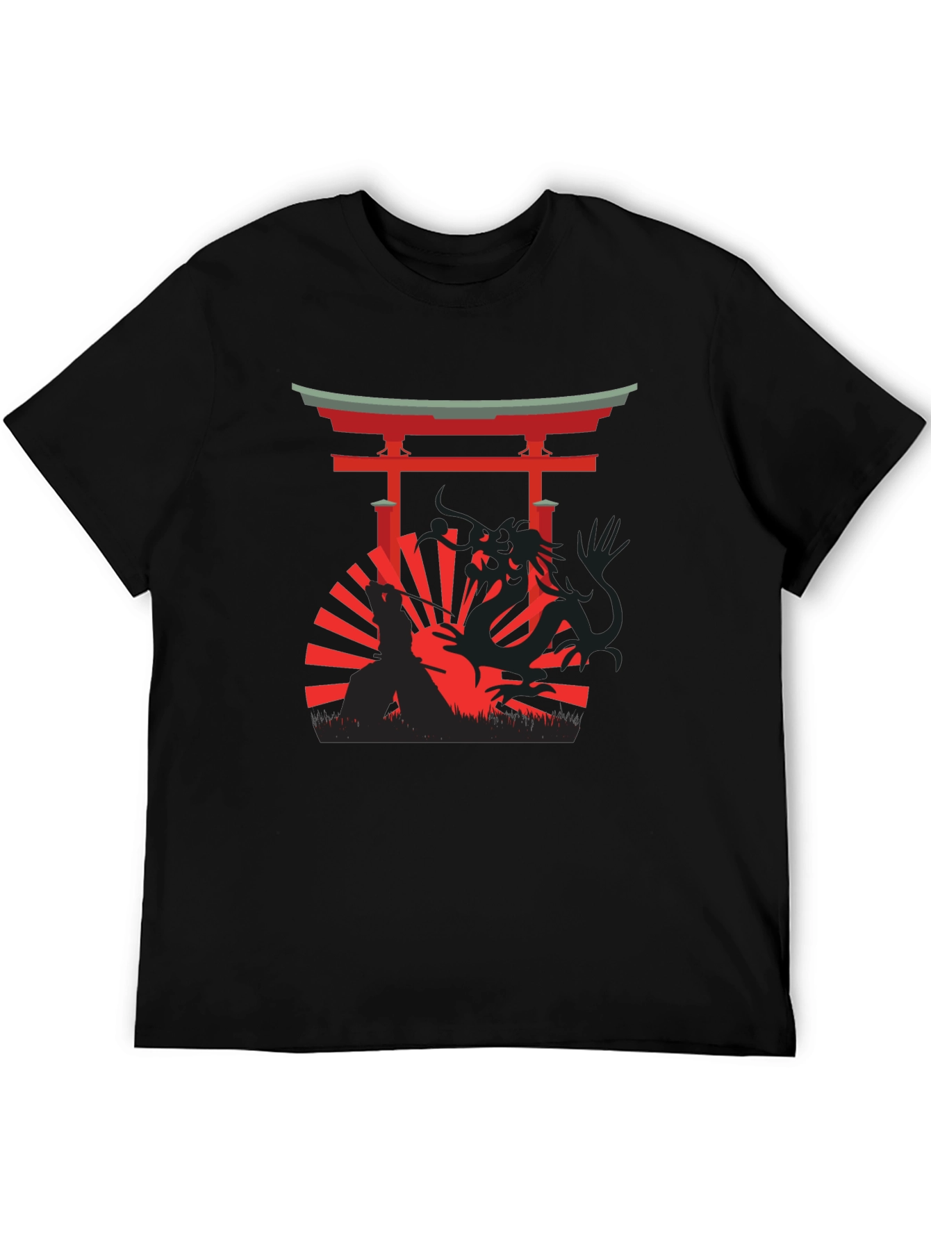 Samurai Dragon Black T-Shirt