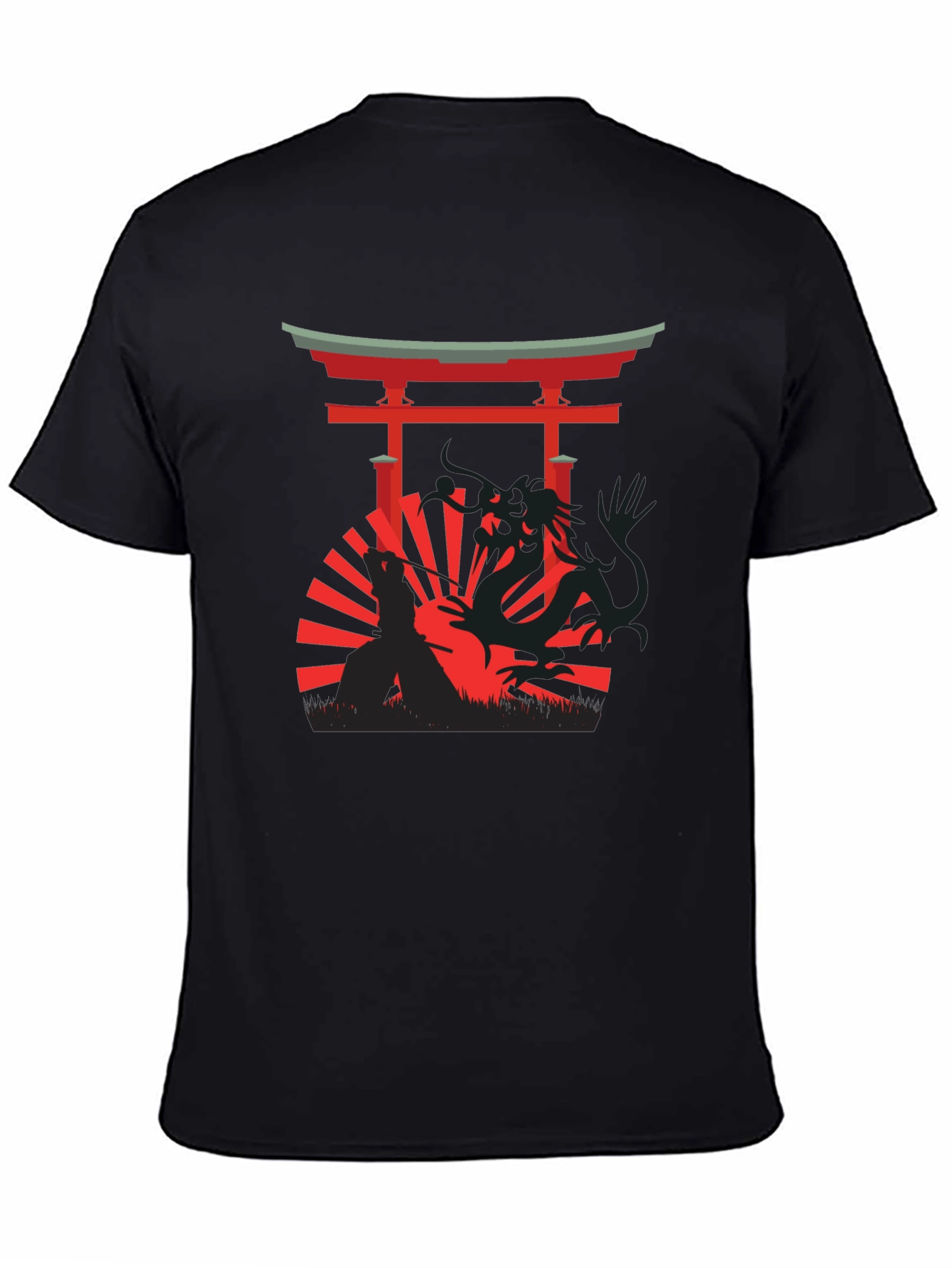 Samurai Dragon Black T-Shirt