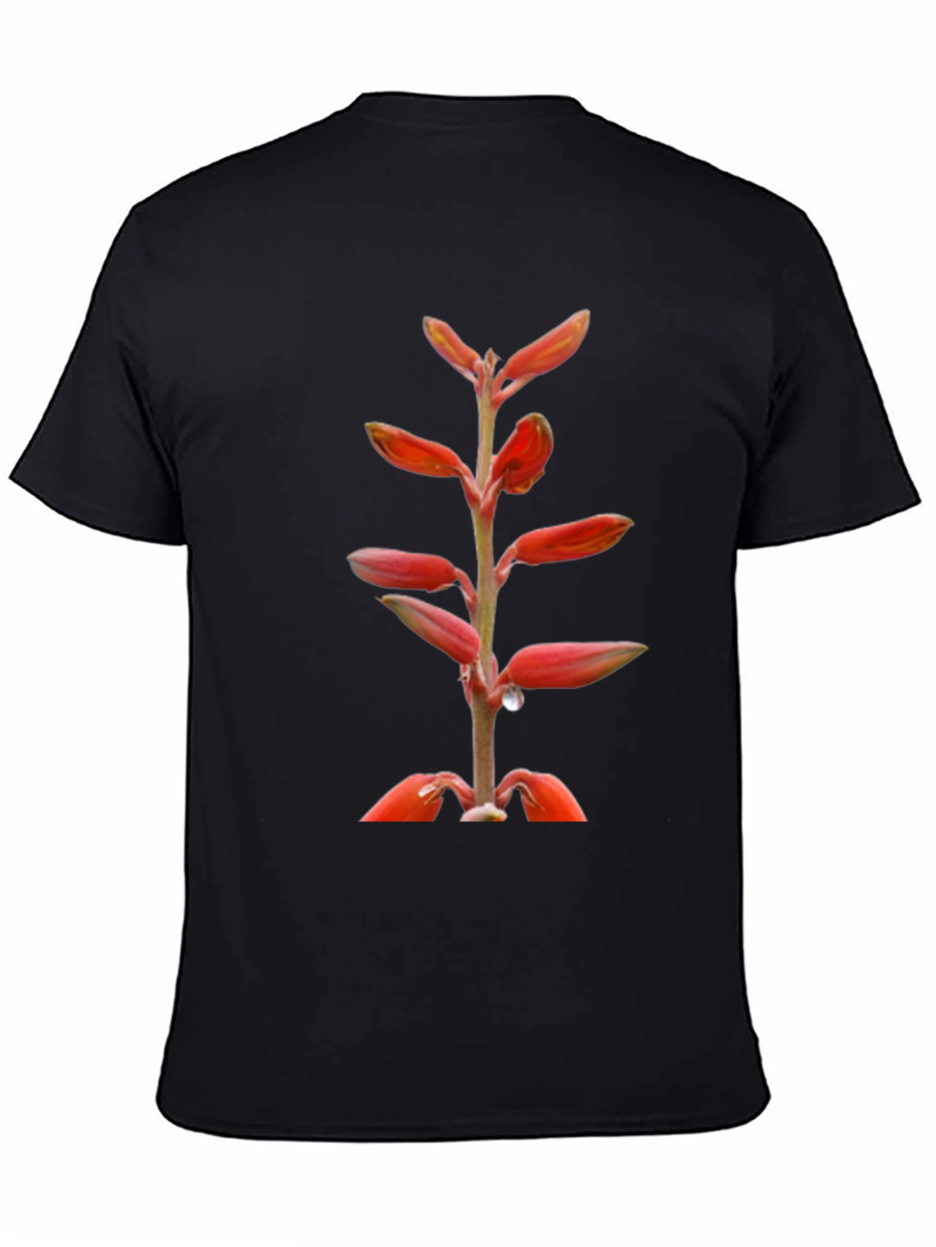 Exotic Floral Print Black T-Shirt