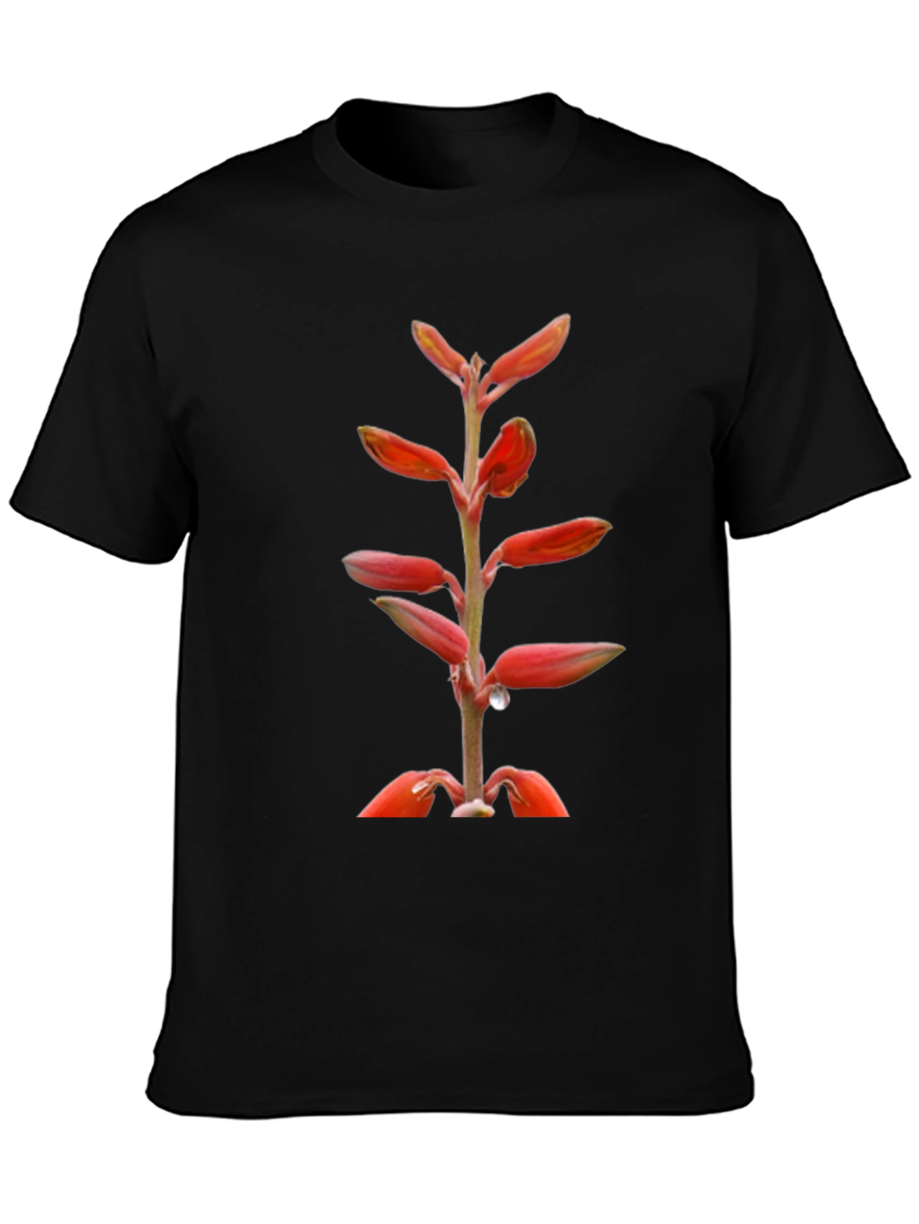 Exotic Floral Print Black T-Shirt