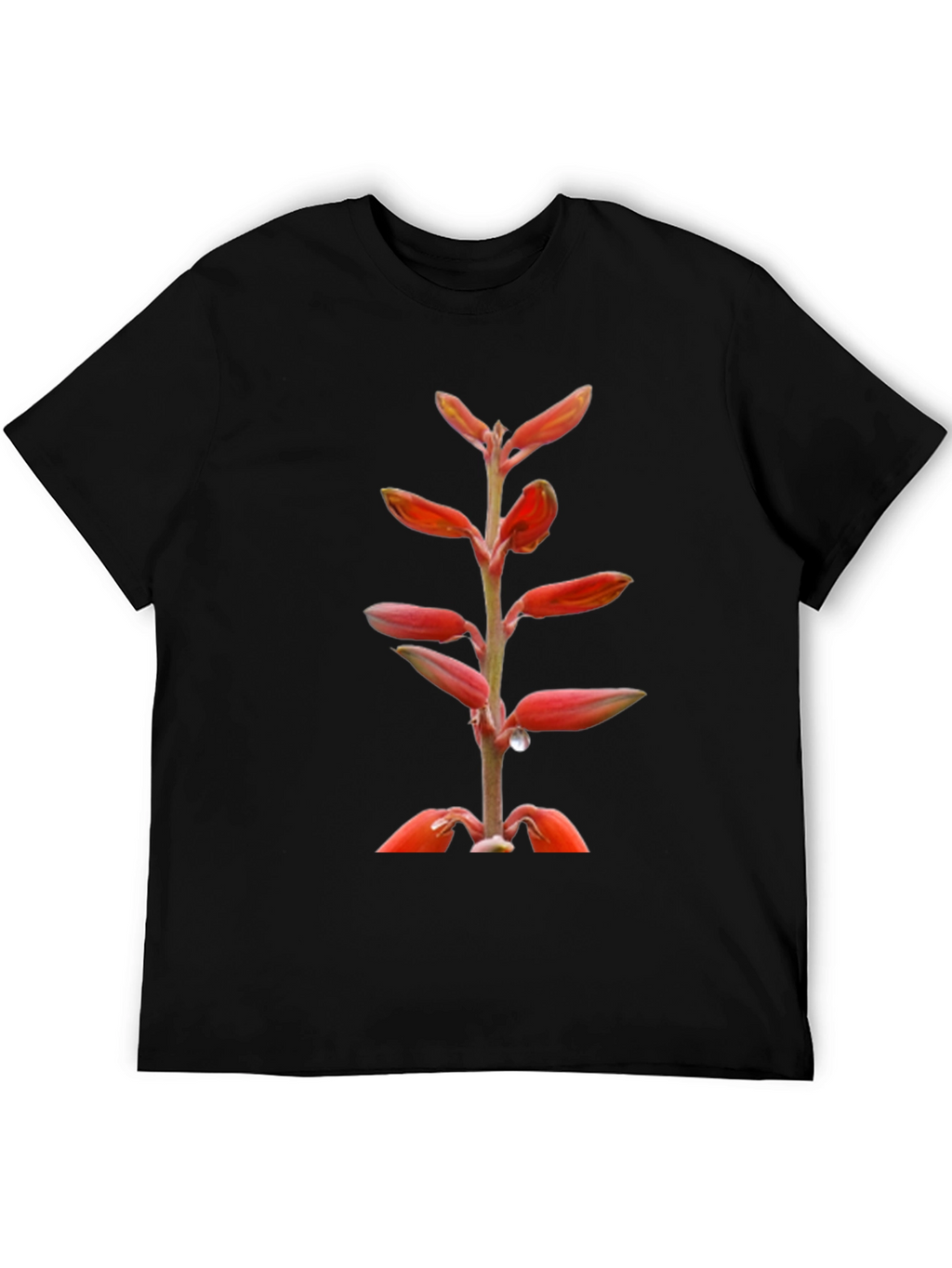 Exotic Floral Print Black T-Shirt