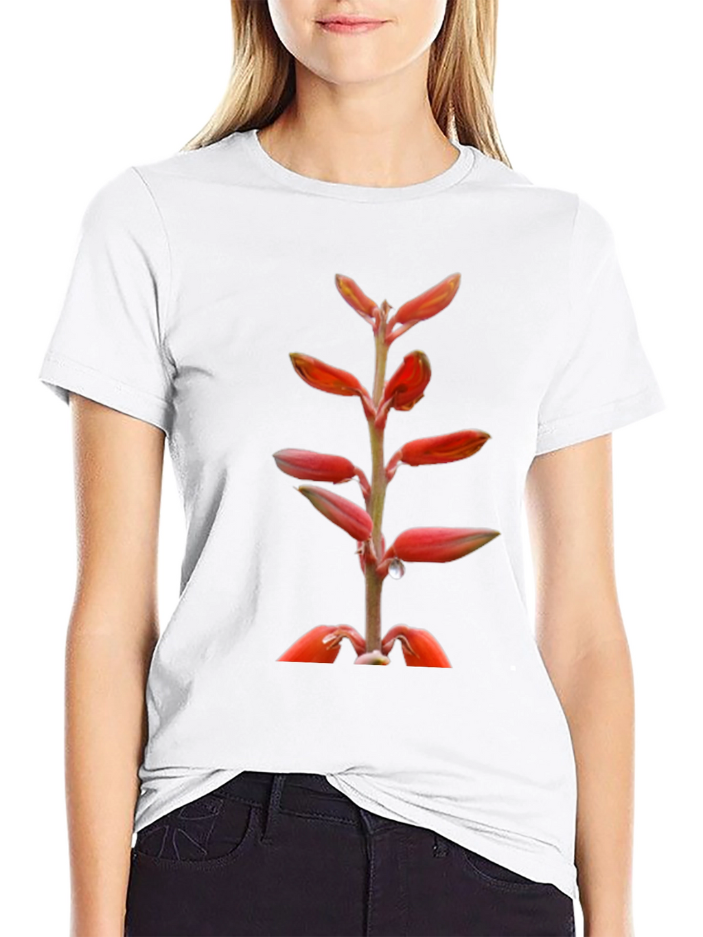 Exotic Floral Print Black T-Shirt