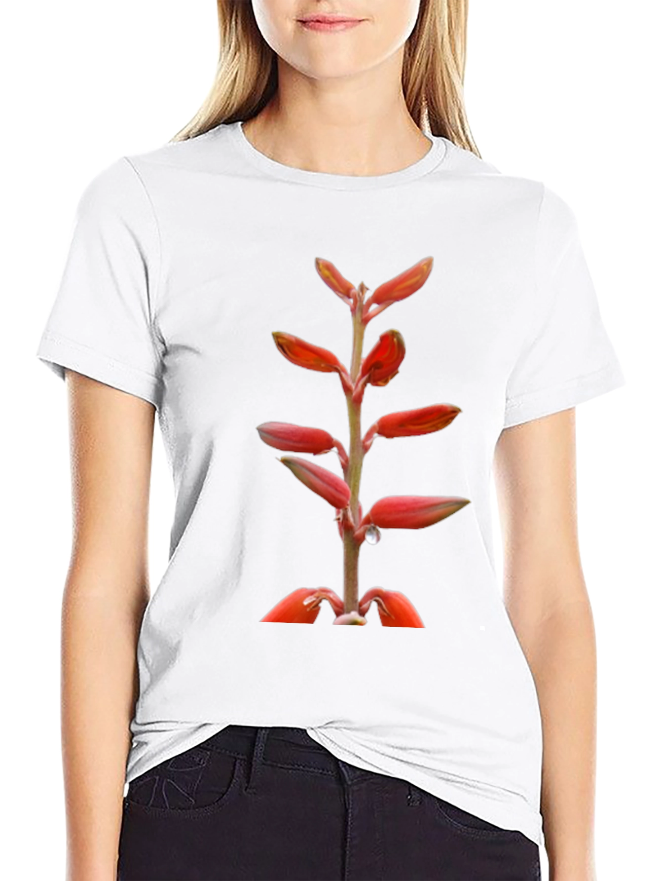 Exotic Floral Print Black T-Shirt