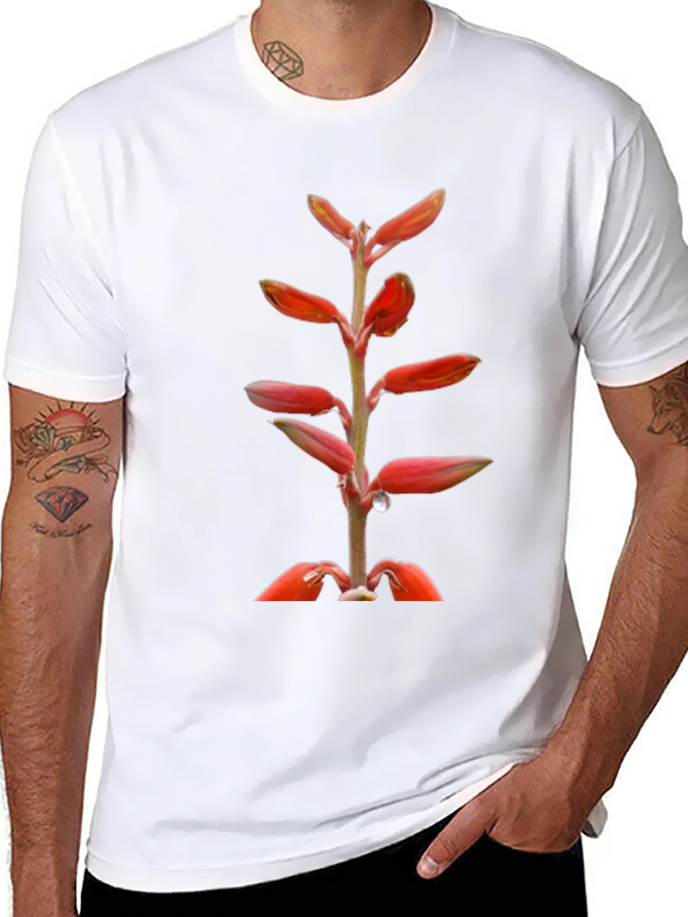 Exotic Floral Print Black T-Shirt