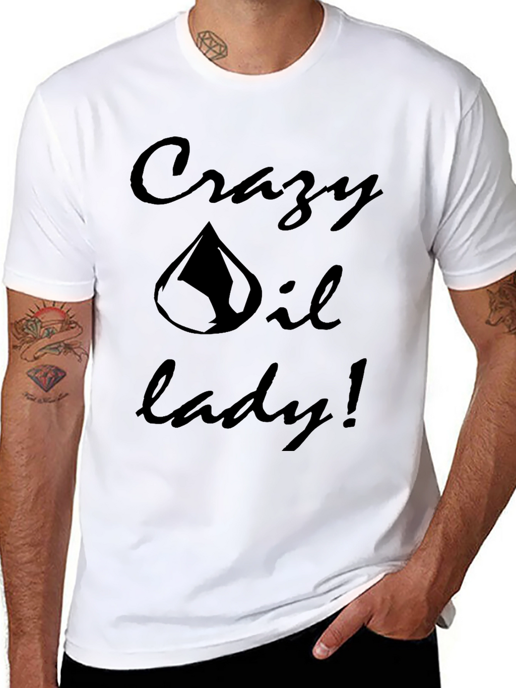 Crazy Oil Lady Graphic Tee - Black