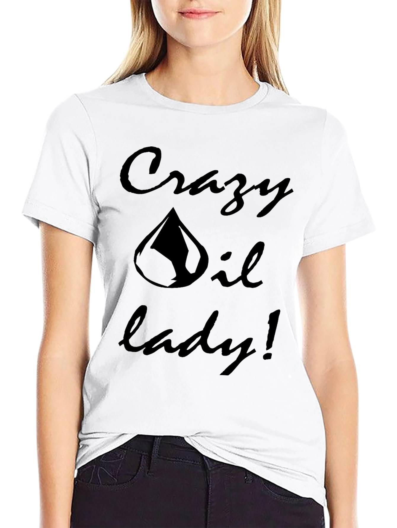 Crazy Oil Lady Graphic Tee - Black
