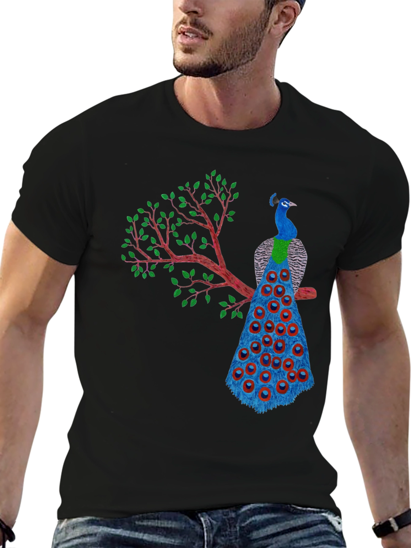Peacock Graphic T-Shirt - Unique Bird Design