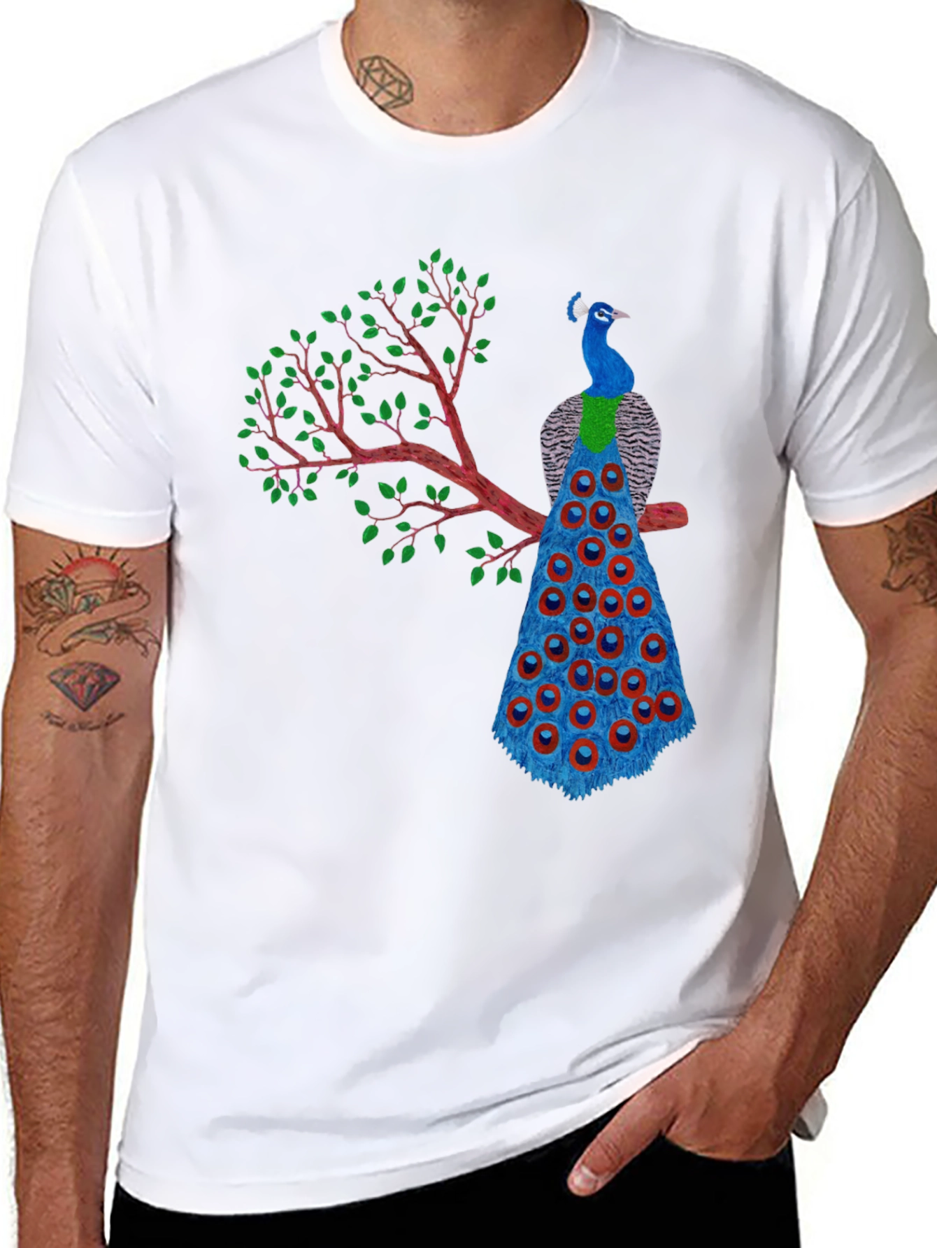 Peacock Graphic T-Shirt - Unique Bird Design