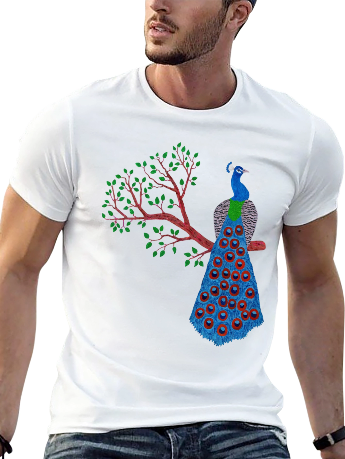 Peacock Graphic T-Shirt - Unique Bird Design