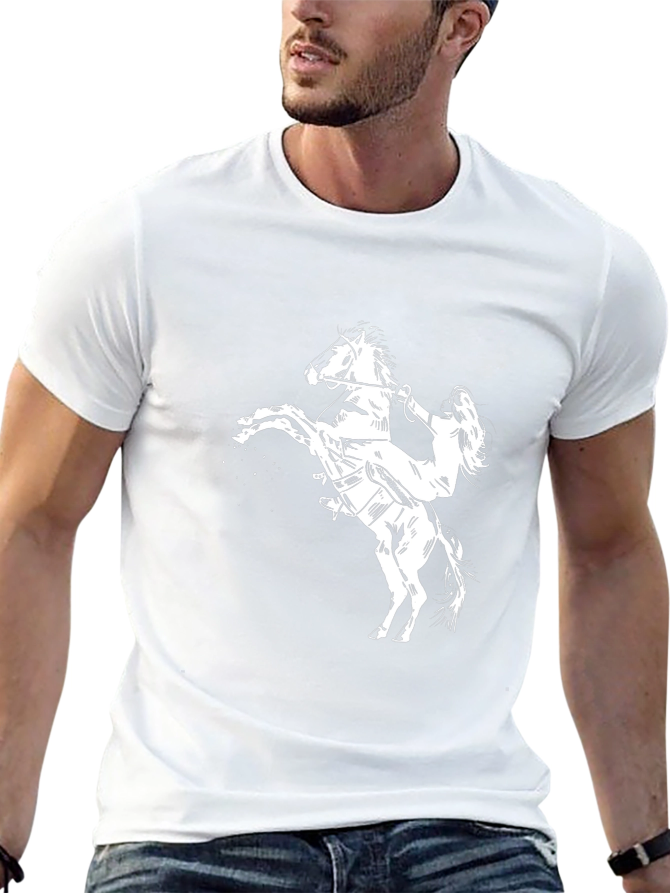 Horse Rider Graphic Tee - Black Cotton Blend