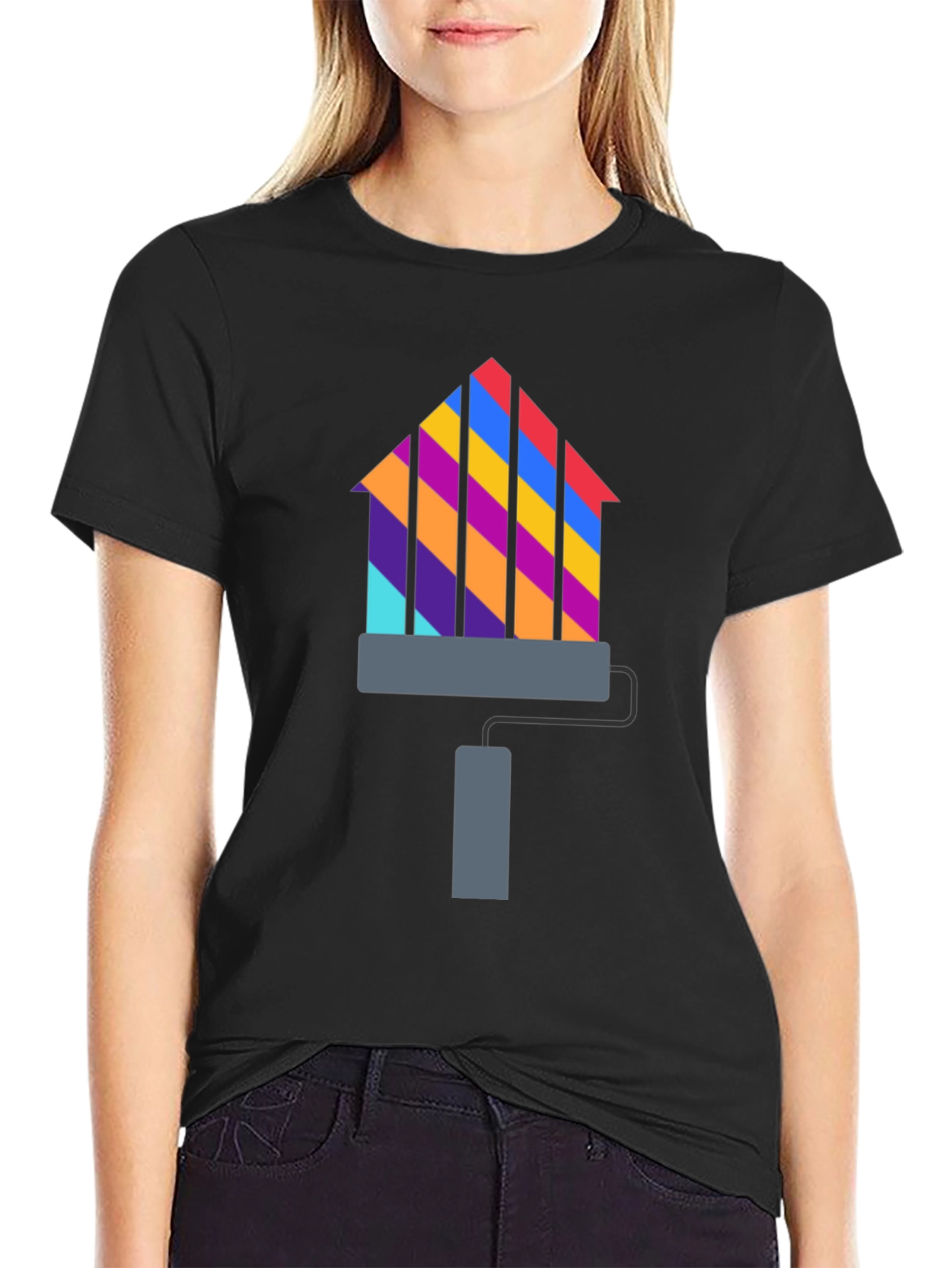 Colorful House Paint Roller Graphic T-Shirt