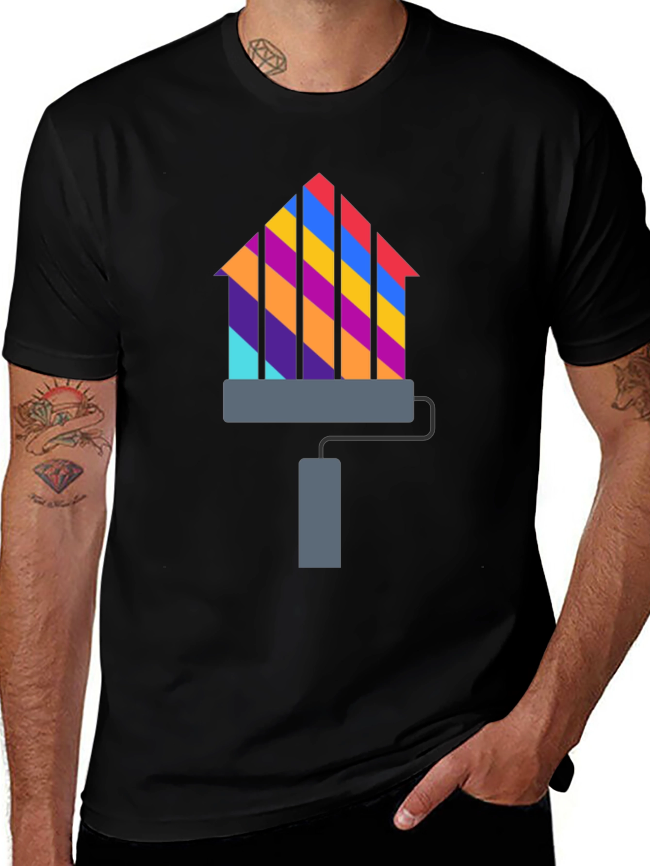 Colorful House Paint Roller Graphic T-Shirt