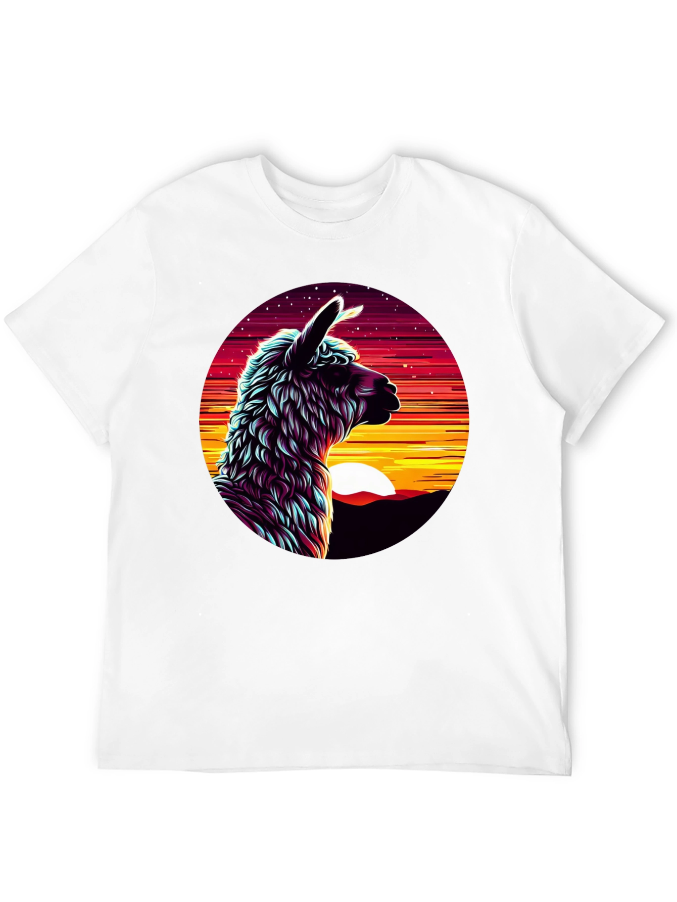 Llama Sunset Graphic Tee - Black Cotton Blend