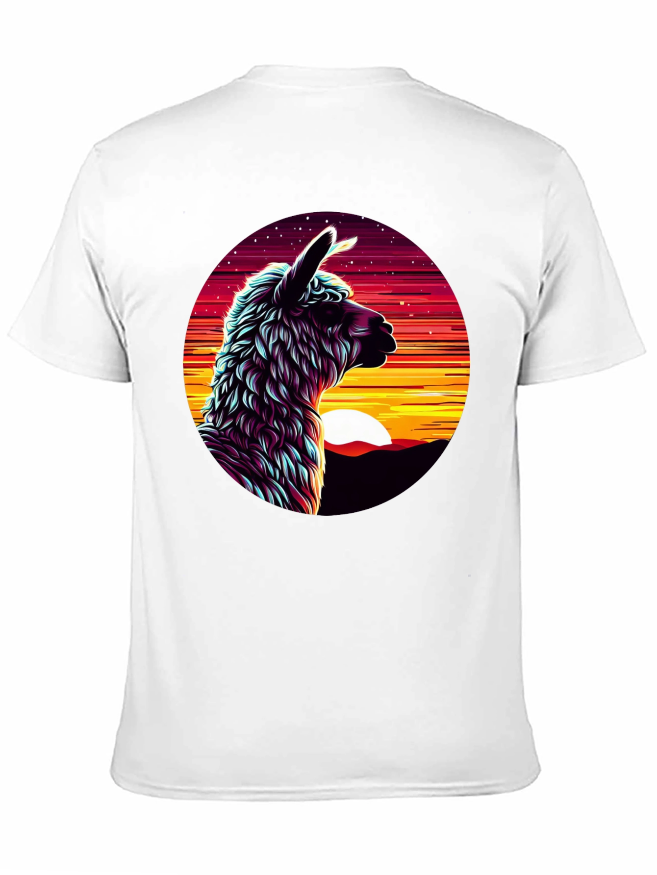 Llama Sunset Graphic Tee - Black Cotton Blend