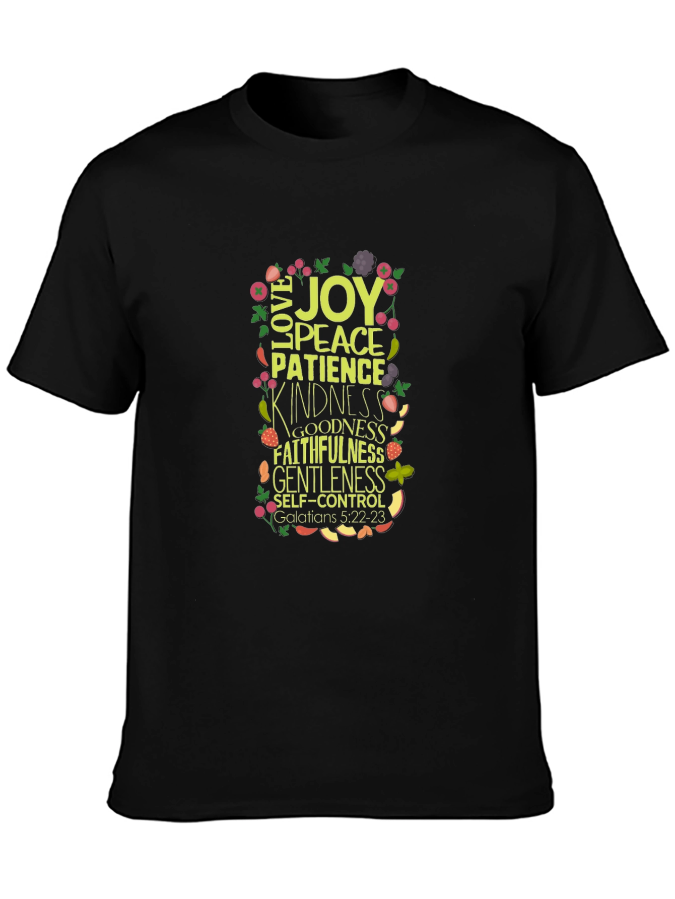 Fruit of the Spirit Graphic Tee - Galatians 5:22-23 Black T-Shirt