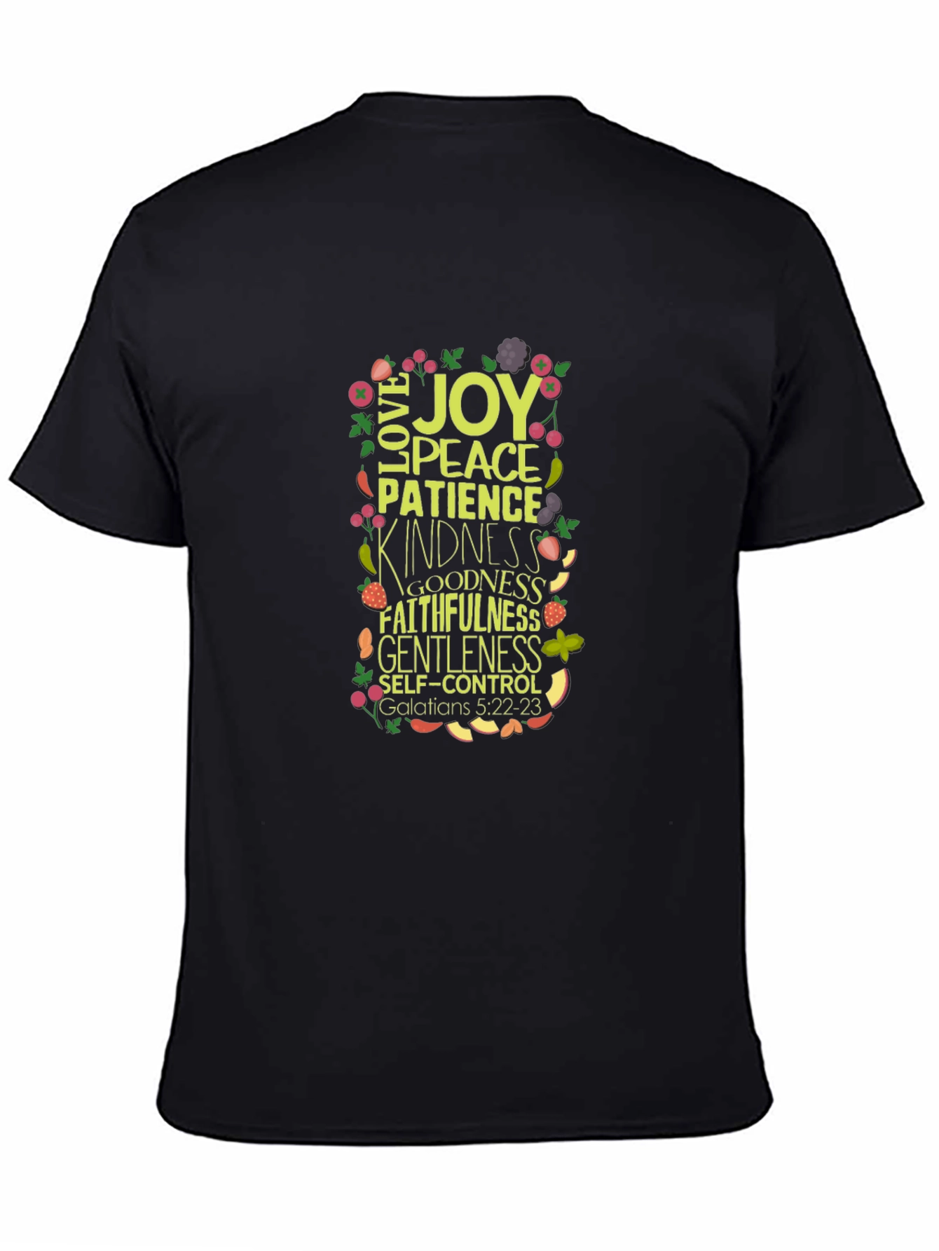 Fruit of the Spirit Graphic Tee - Galatians 5:22-23 Black T-Shirt