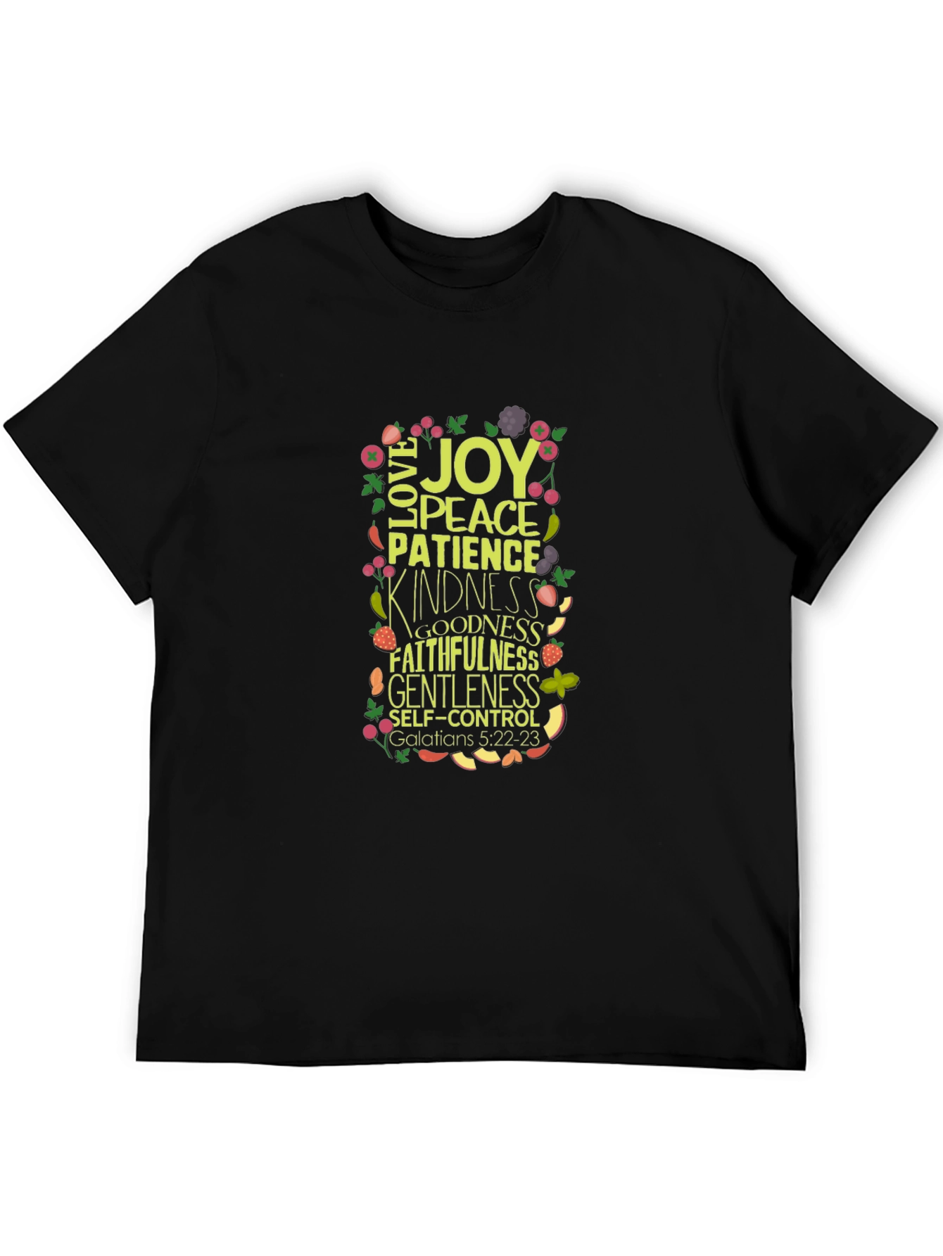 Fruit of the Spirit Graphic Tee - Galatians 5:22-23 Black T-Shirt