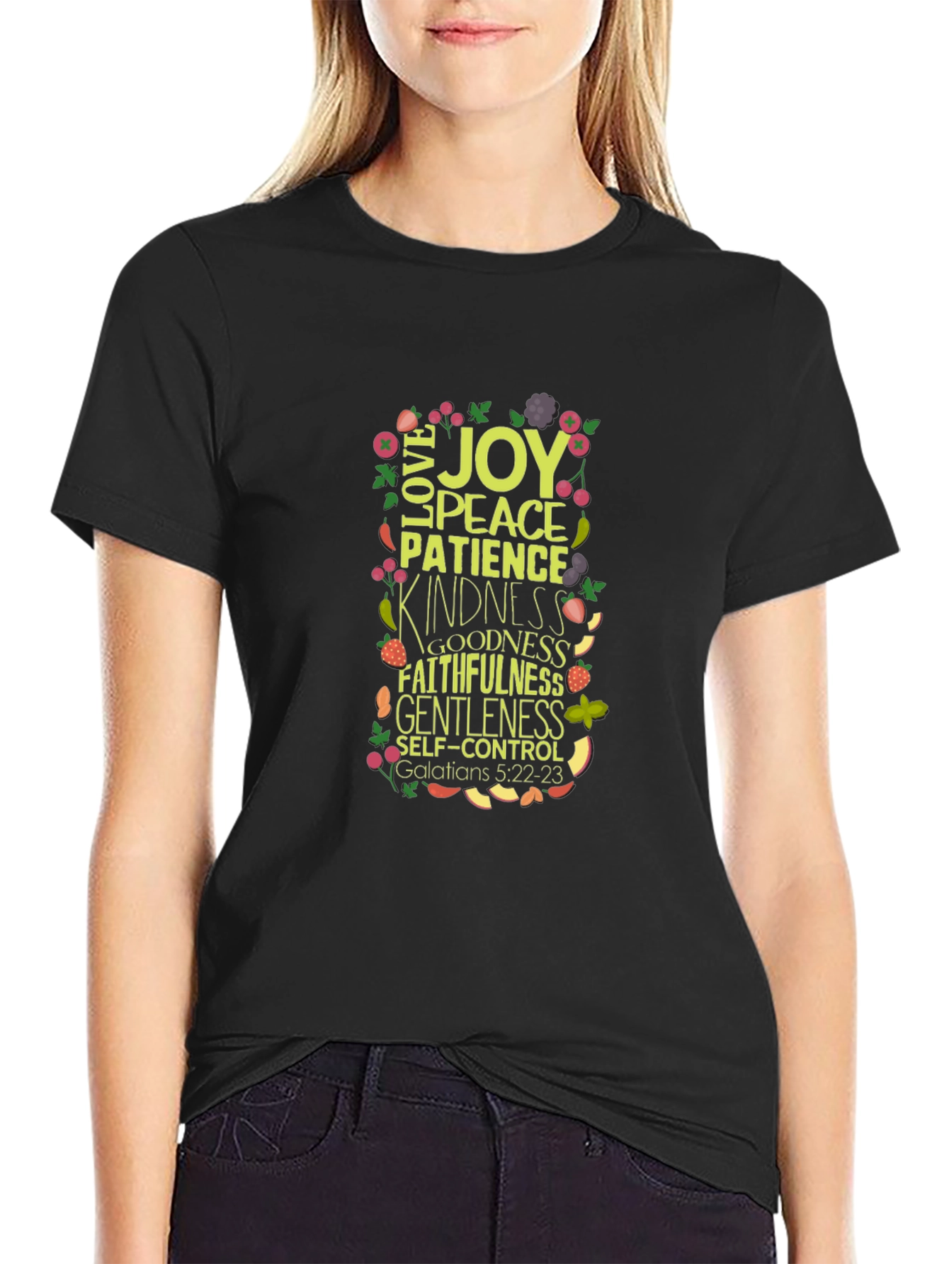 Fruit of the Spirit Graphic Tee - Galatians 5:22-23 Black T-Shirt