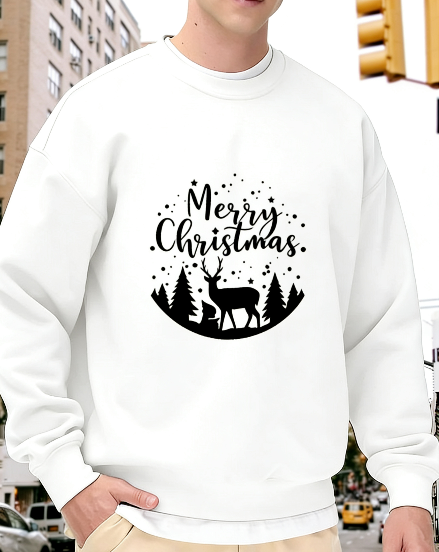 Merry Christmas Reindeer Graphic Crewneck