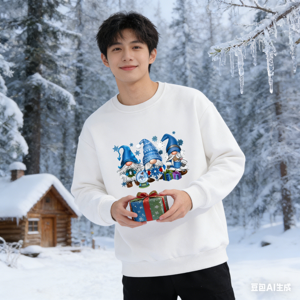 Festive Blue Gnome Christmas Crewneck