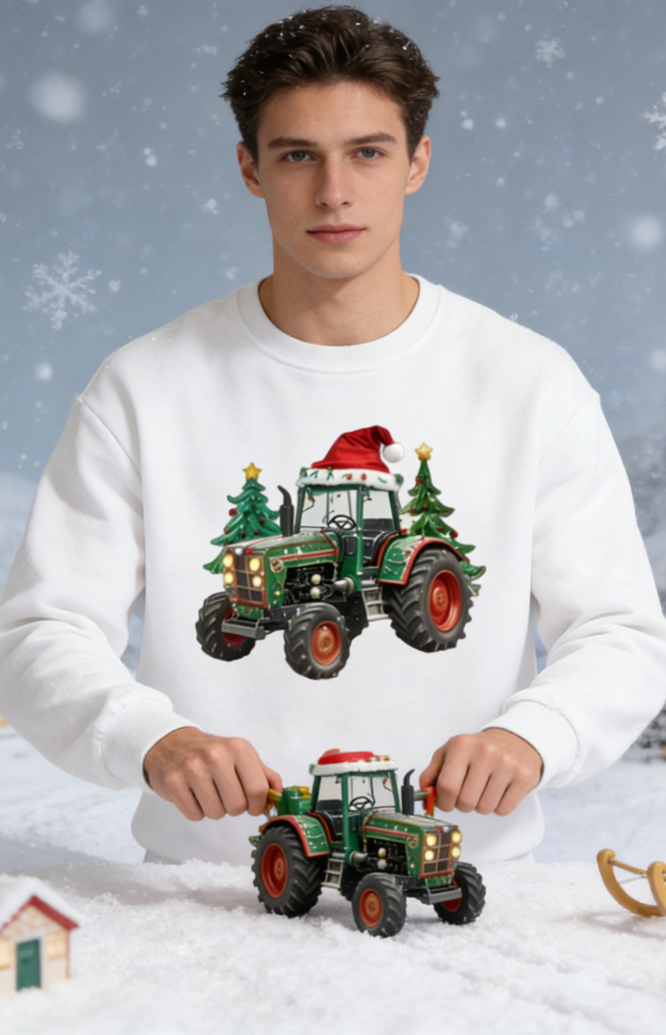Santa Tractor Christmas Crewneck