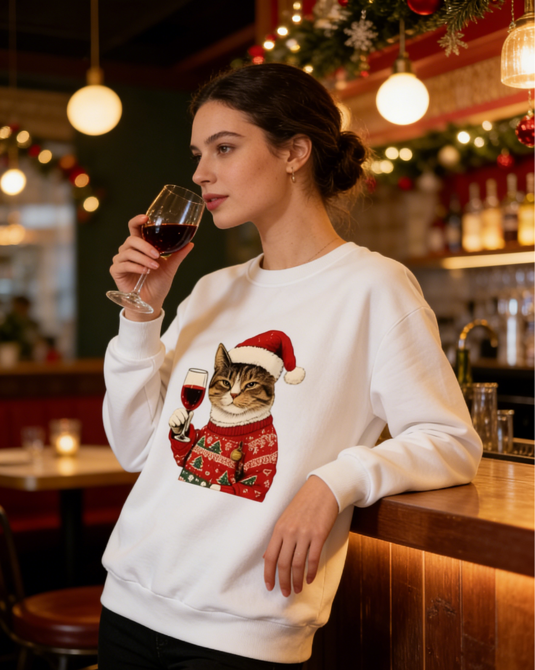 Cozy Christmas Cat Pullover