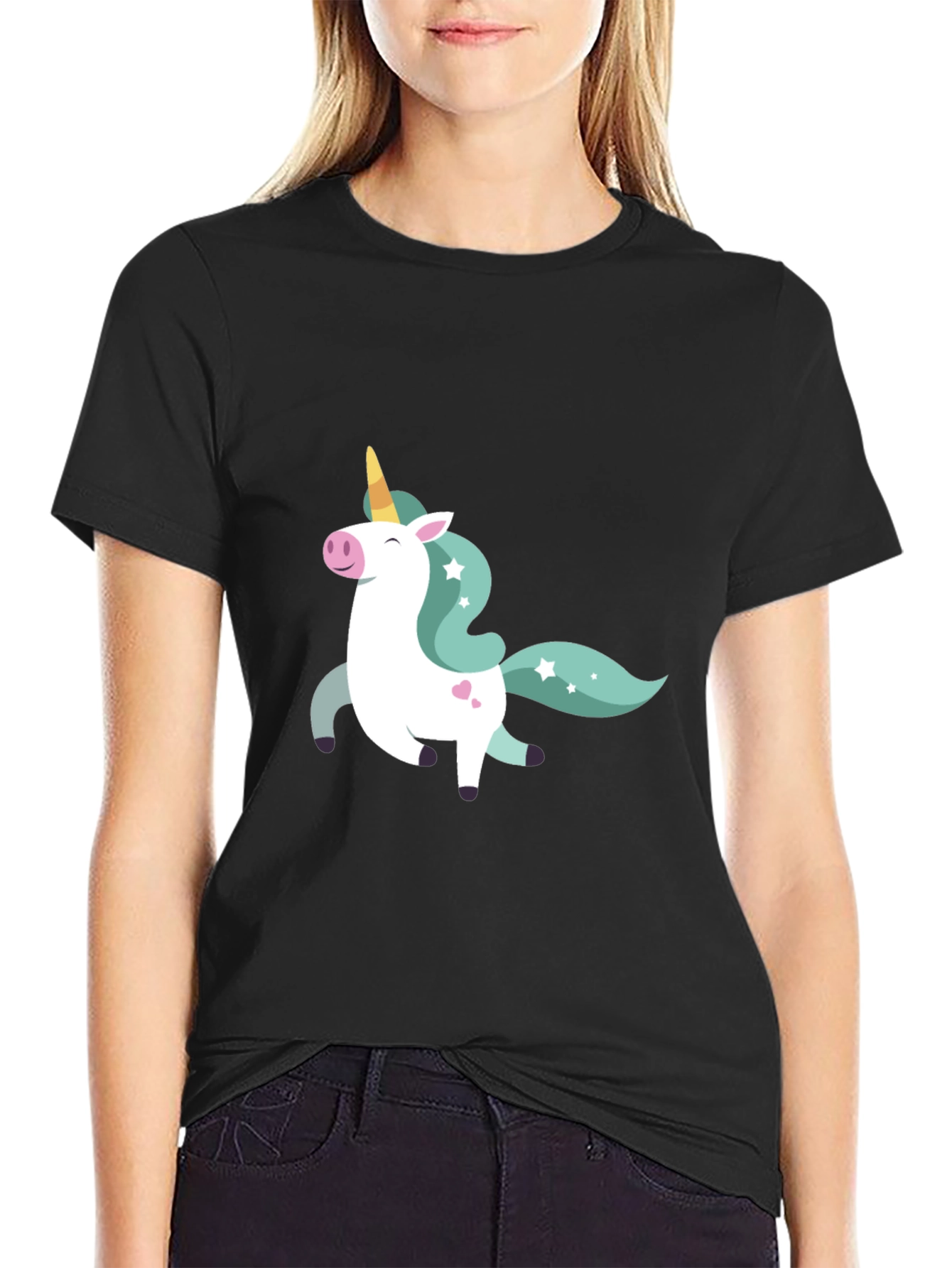 Unicorn Graphic Tee - Black Cotton Blend