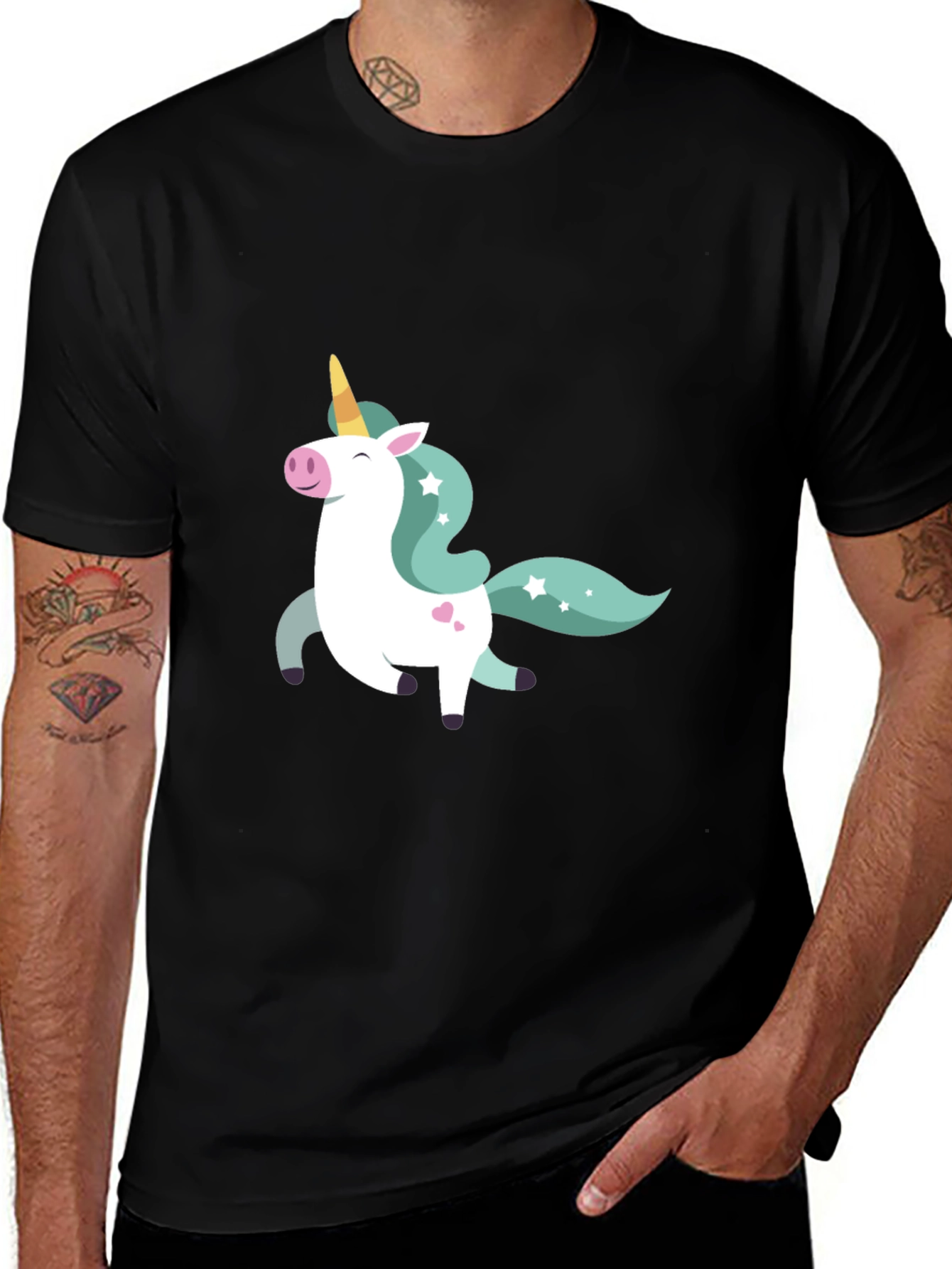 Unicorn Graphic Tee - Black Cotton Blend