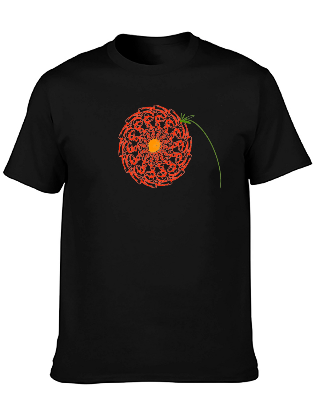 Abstract Floral Graphic Print Black T-Shirt
