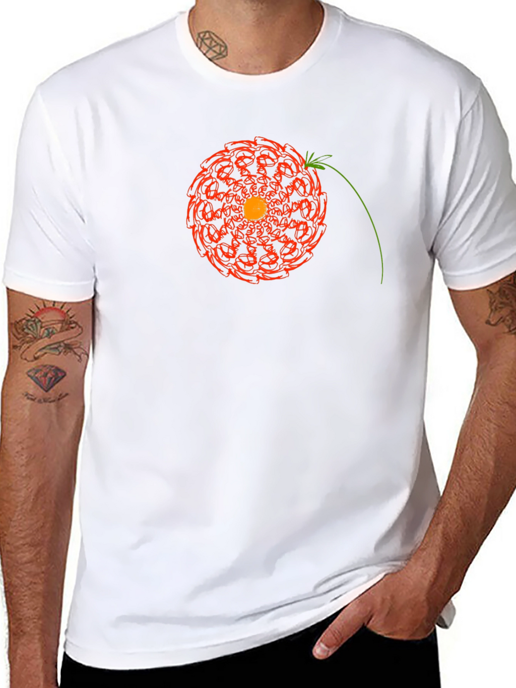 Abstract Floral Graphic Print Black T-Shirt