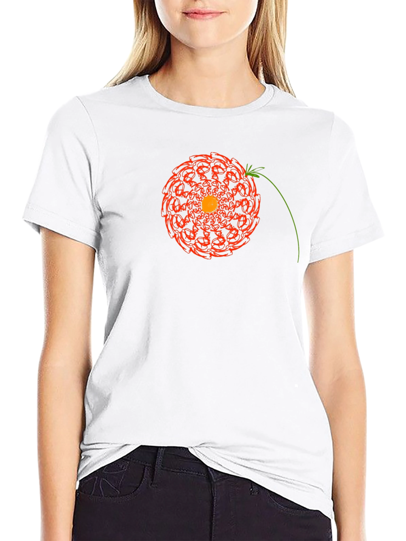 Abstract Floral Graphic Print Black T-Shirt