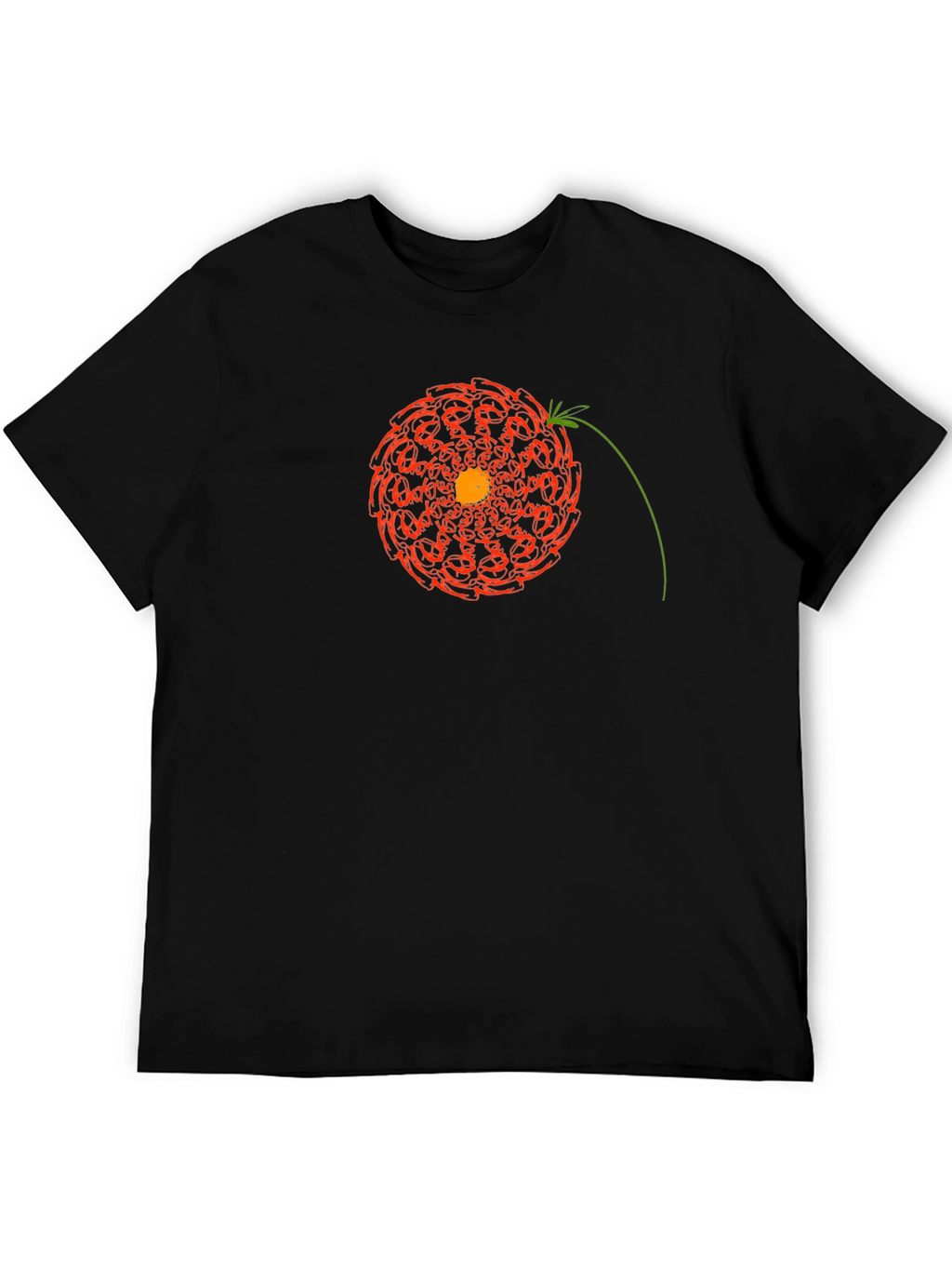 Abstract Floral Graphic Print Black T-Shirt