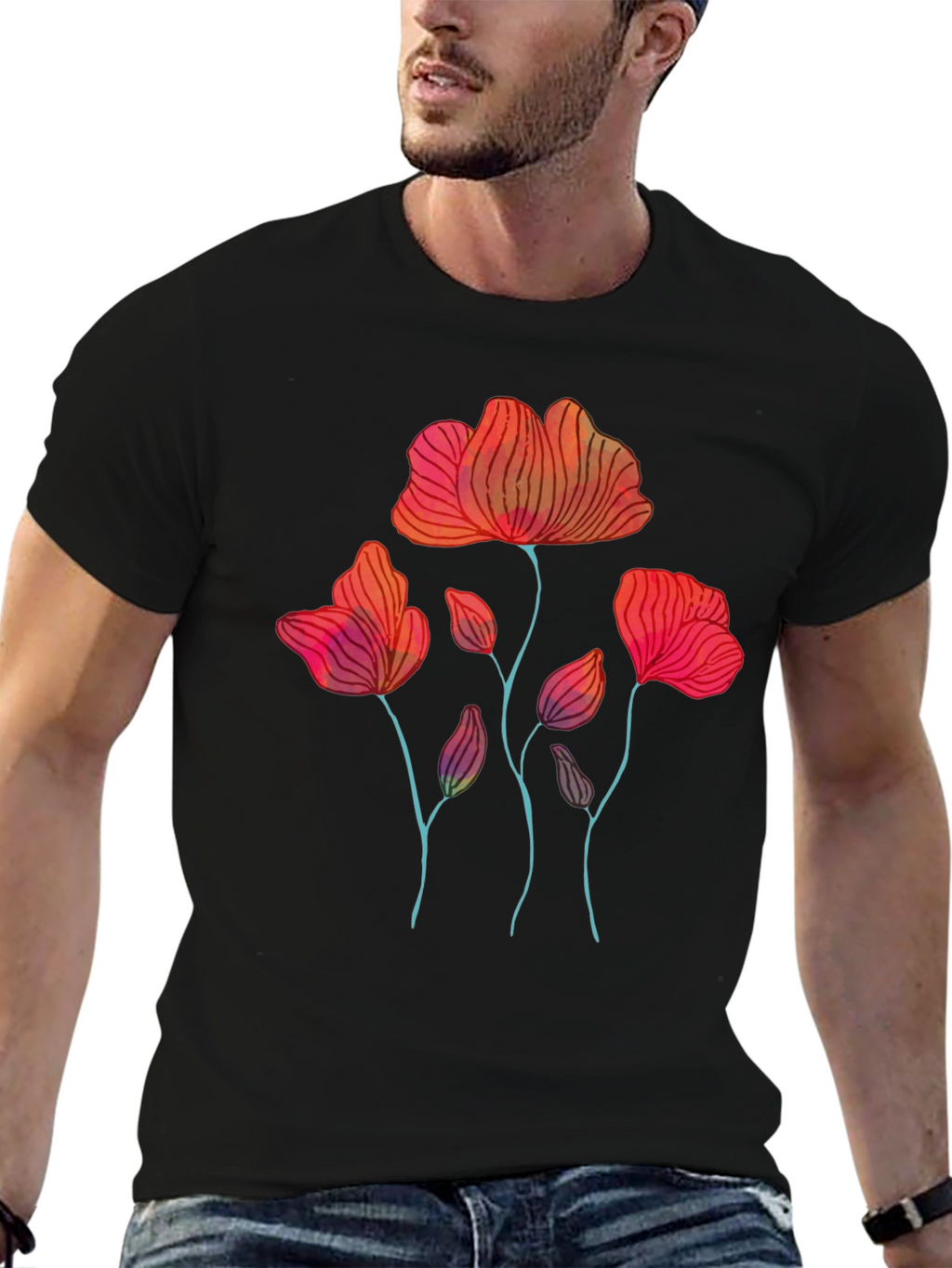 Floral Graphic Print Mens T-Shirt