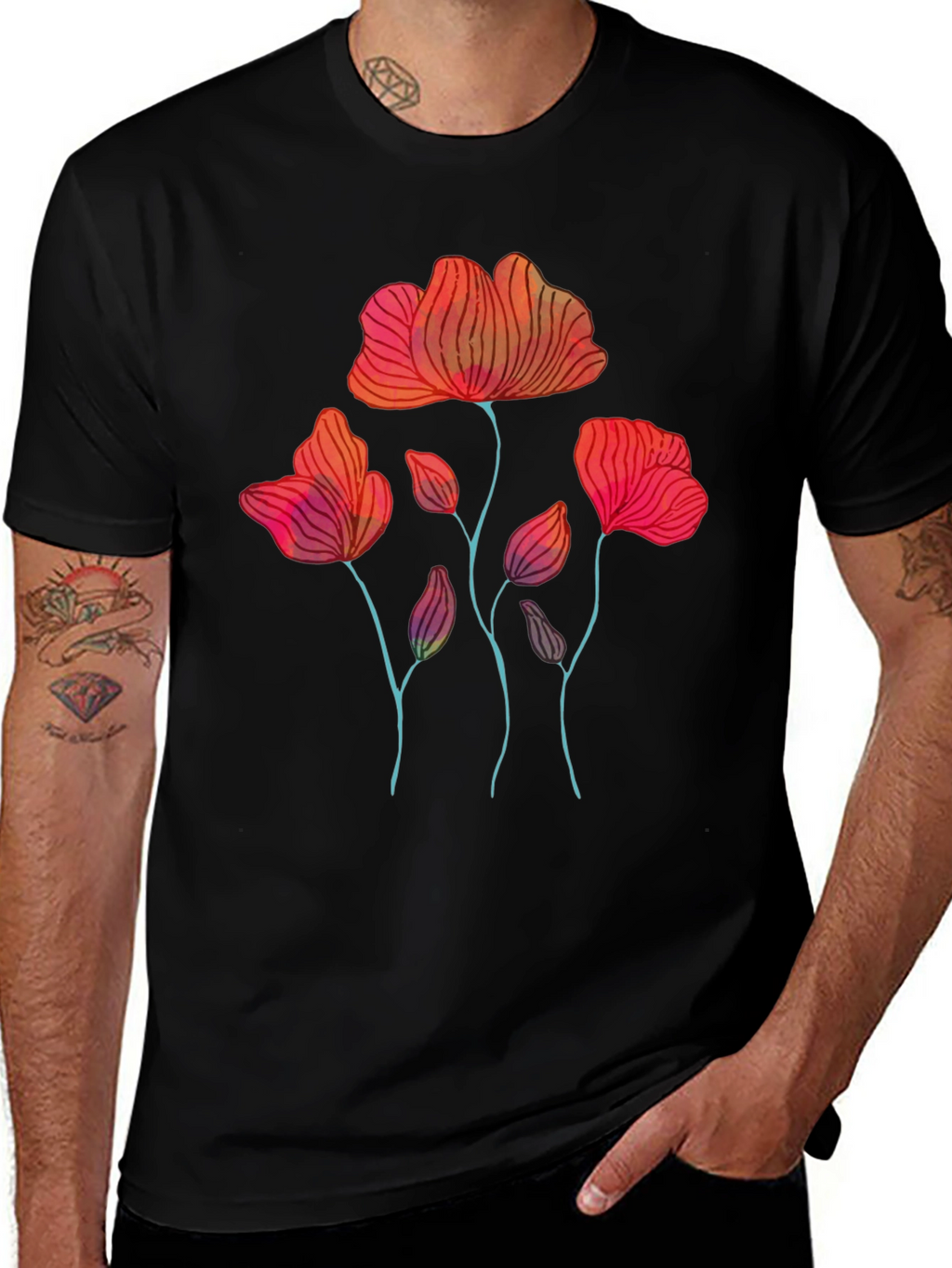 Floral Graphic Print Mens T-Shirt