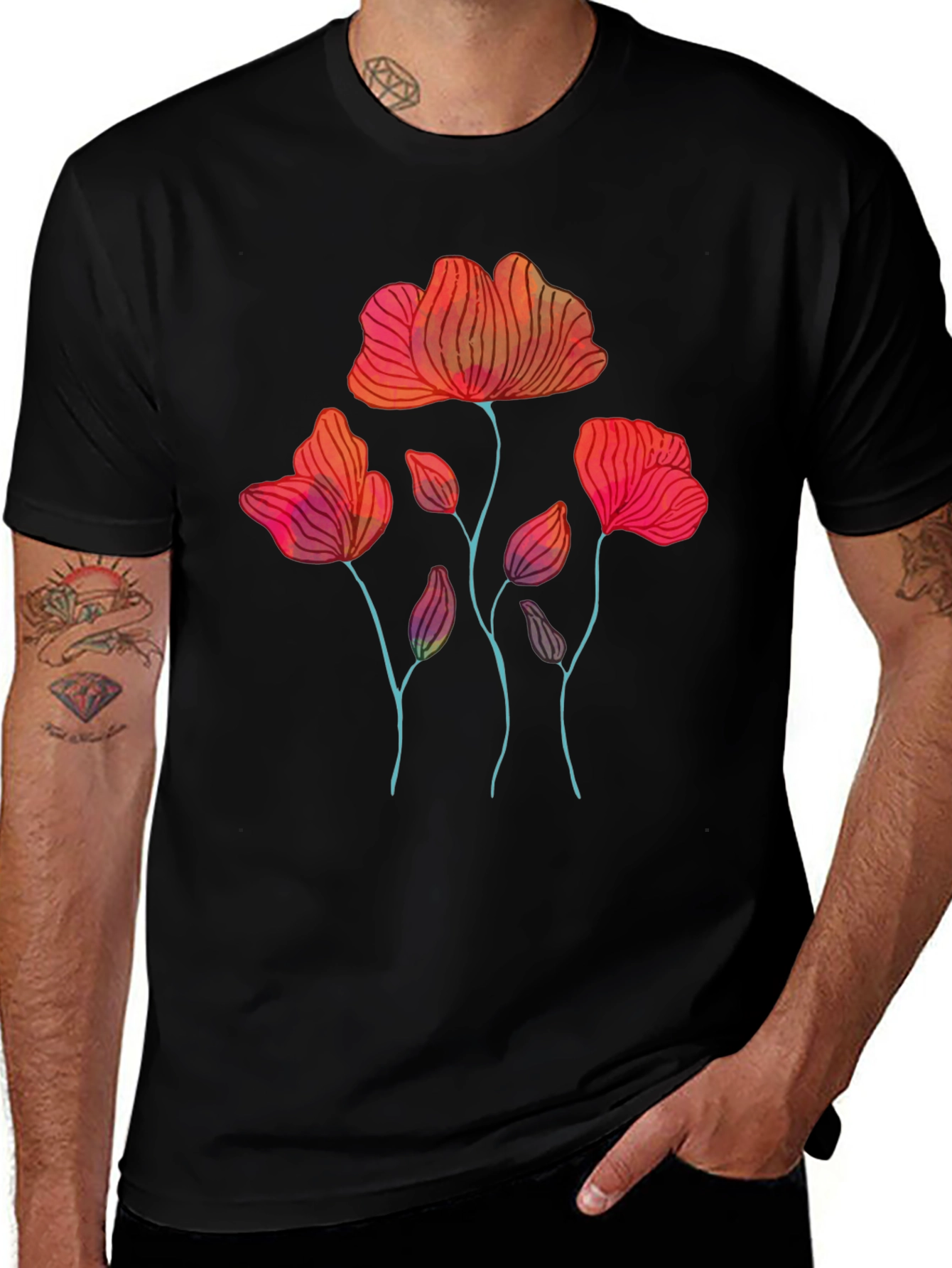 Floral Graphic Print Mens T-Shirt