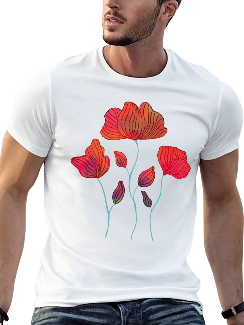 Floral Graphic Print Mens T-Shirt