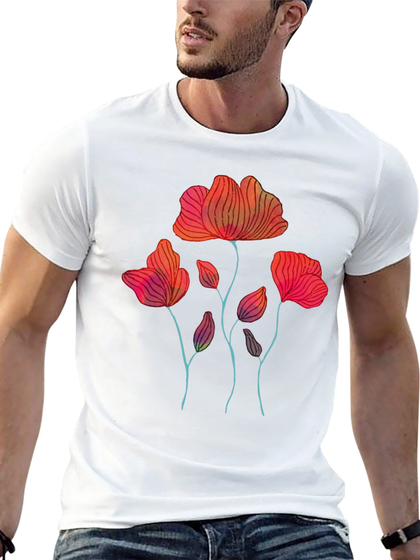 Floral Graphic Print Mens T-Shirt