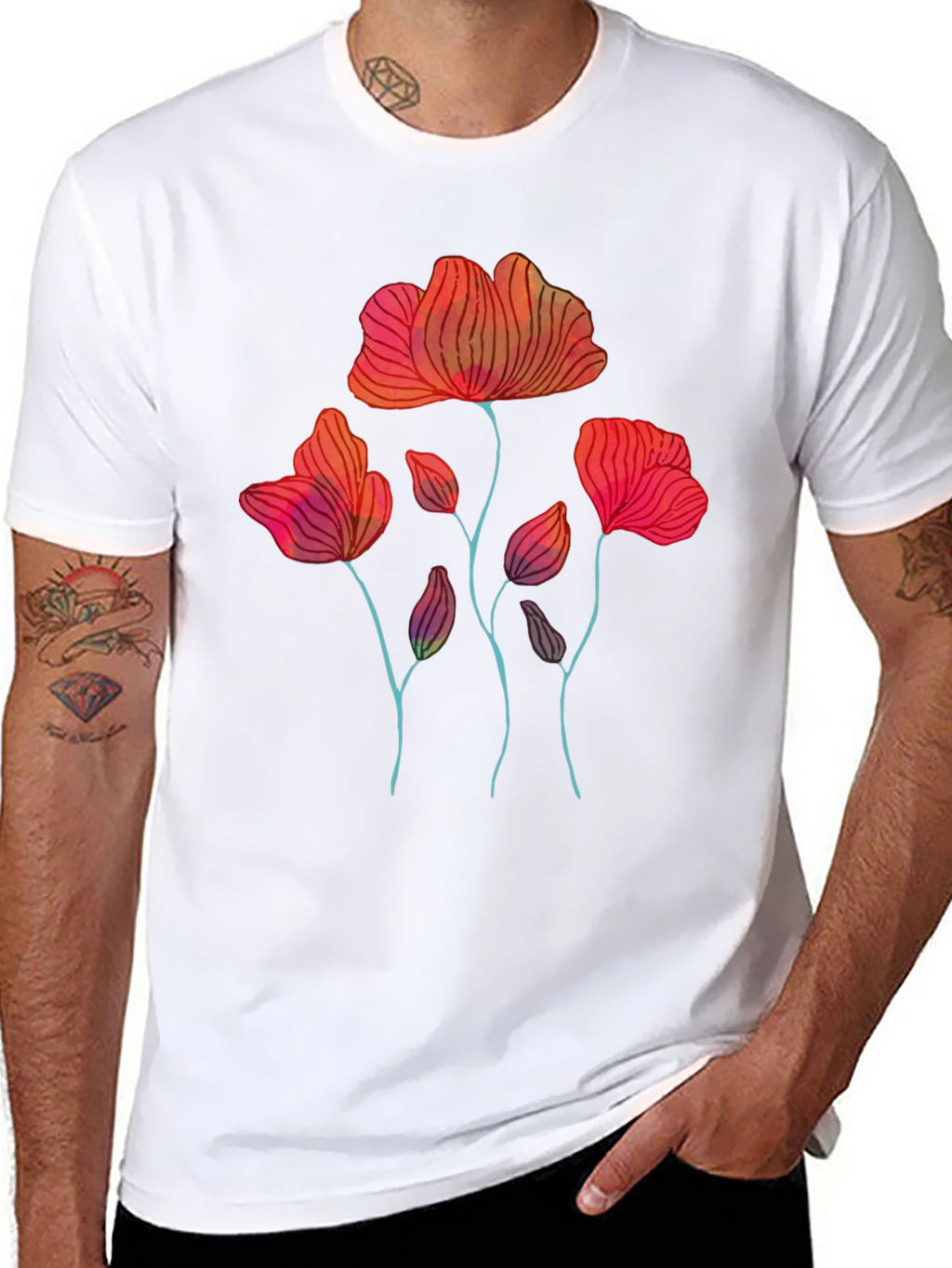 Floral Graphic Print Mens T-Shirt
