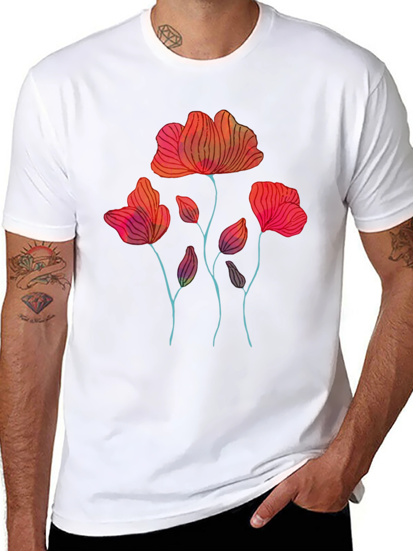 Floral Graphic Print Mens T-Shirt