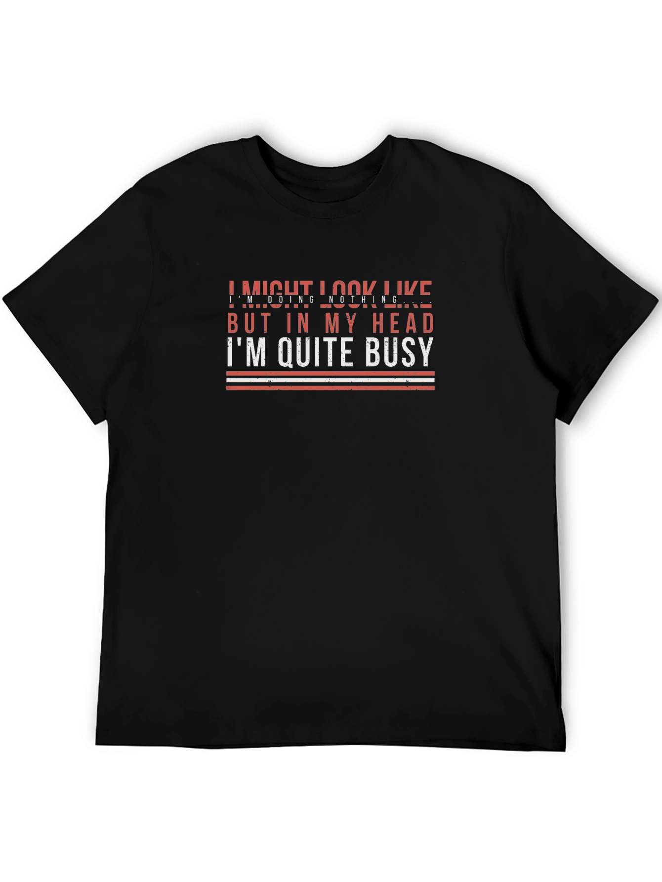 Busy Mind Black Graphic Tee - Soft Cotton Comfort