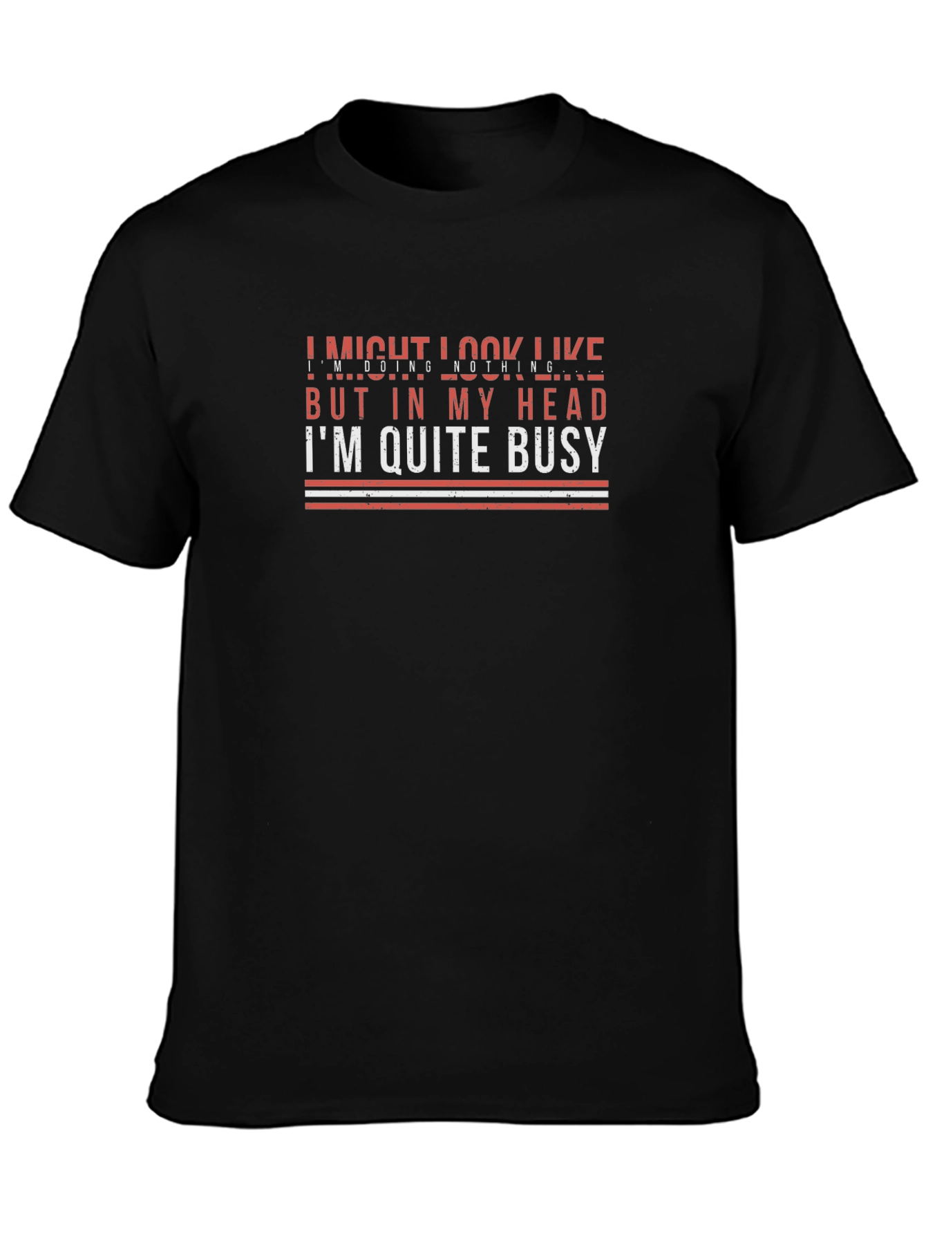 Busy Mind Black Graphic Tee - Soft Cotton Comfort