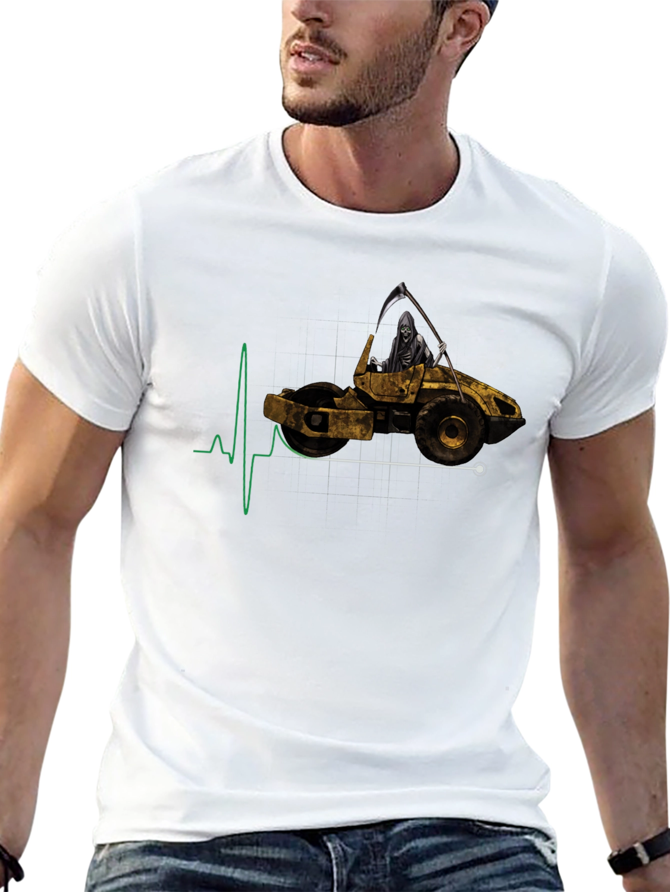 Grim Reaper Road Roller Graphic Tee - Black