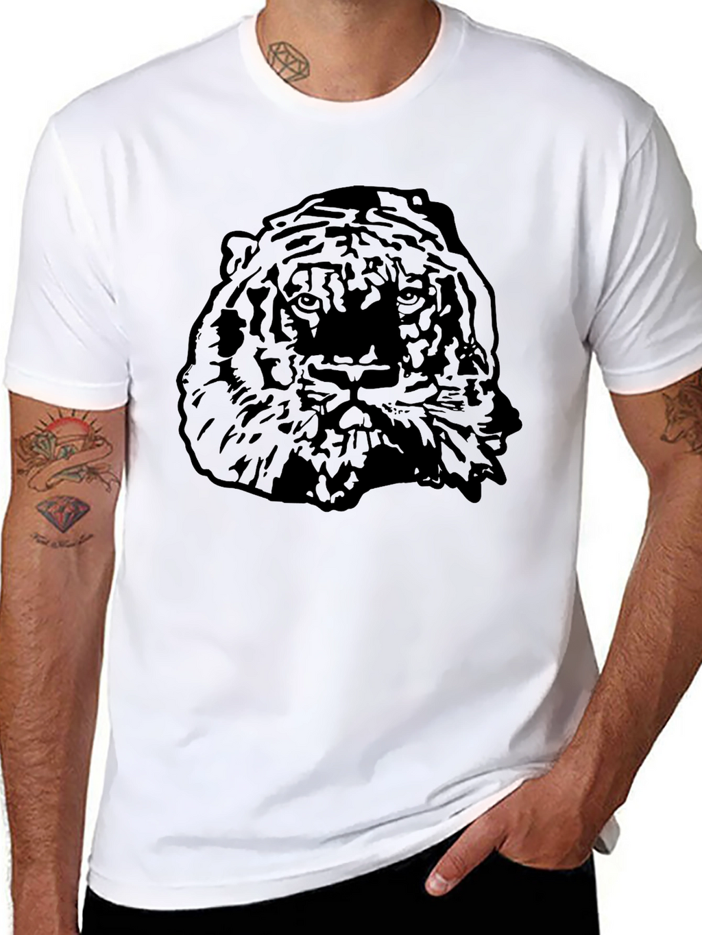 Mens Black Tiger Graphic T-Shirt
