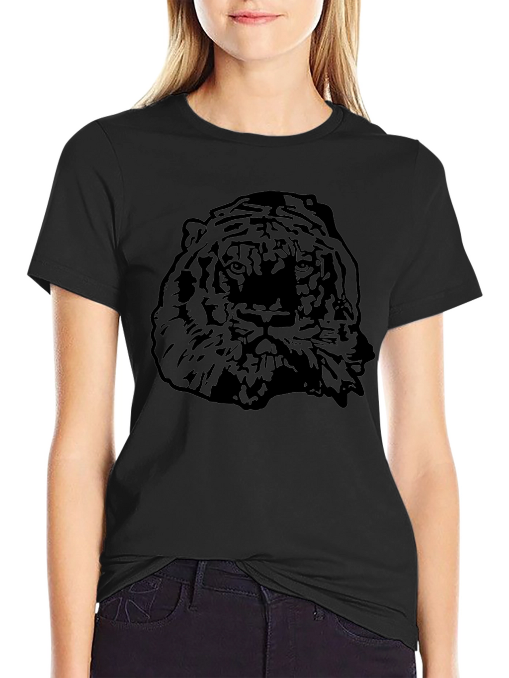 Mens Black Tiger Graphic T-Shirt