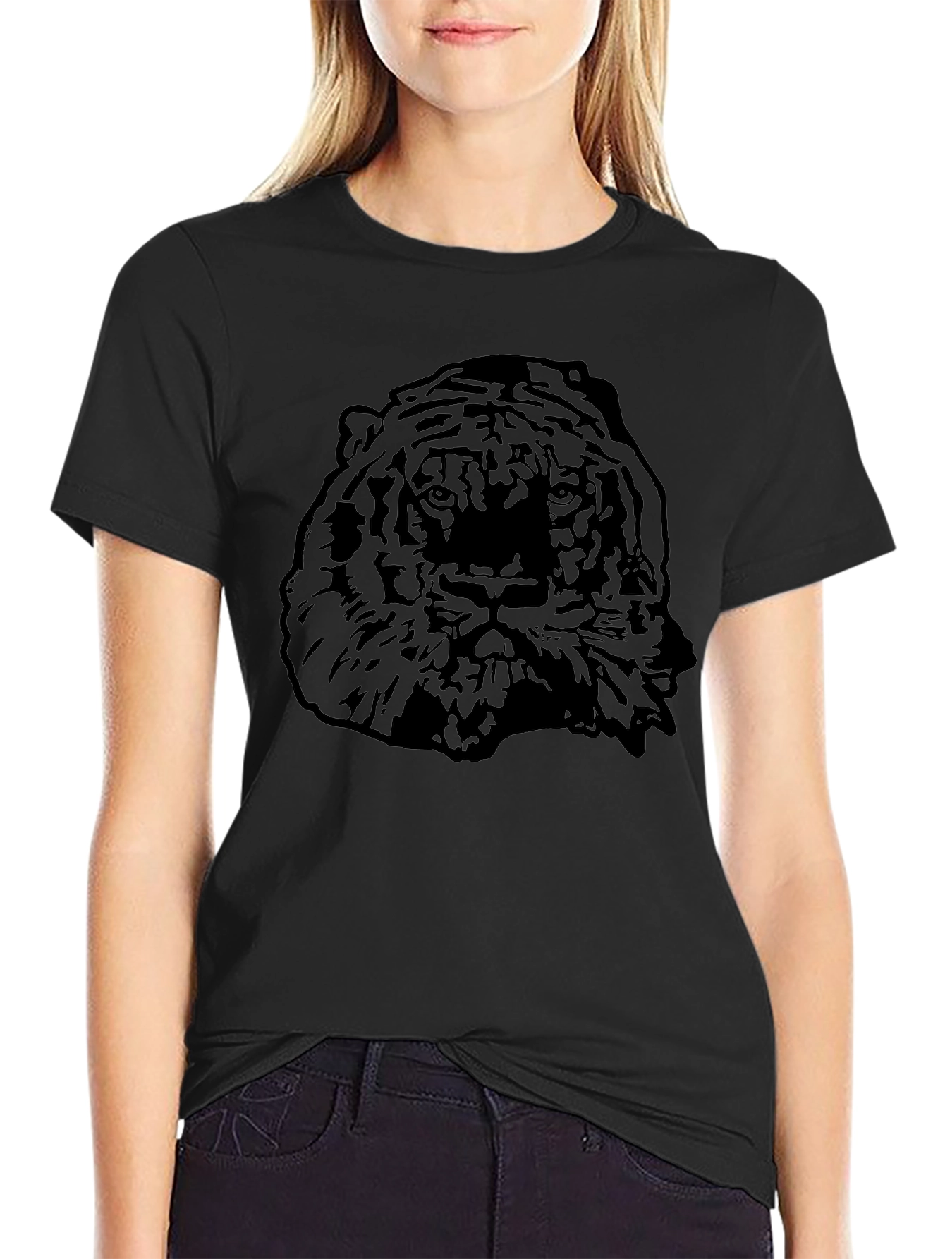 Mens Black Tiger Graphic T-Shirt