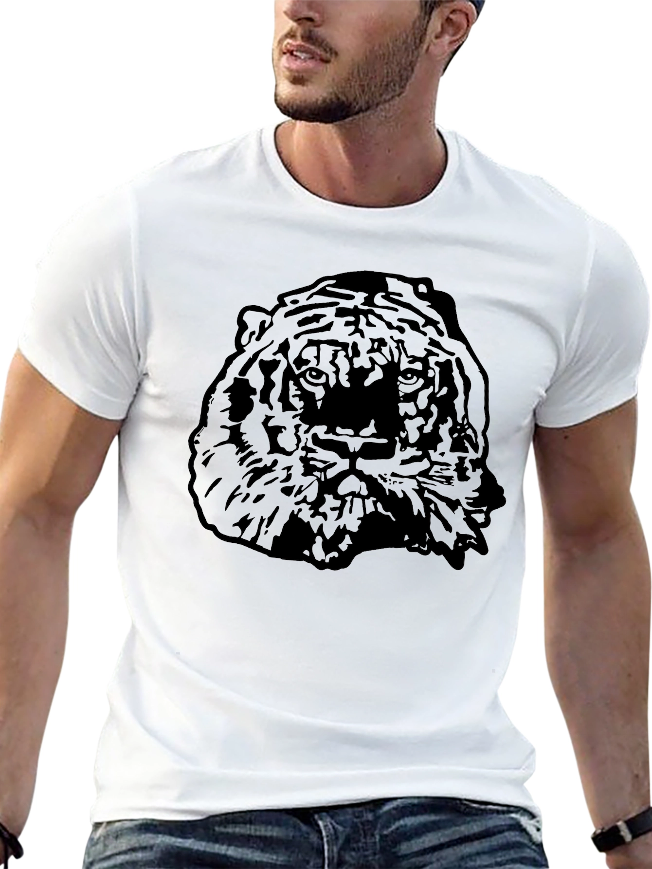 Mens Black Tiger Graphic T-Shirt