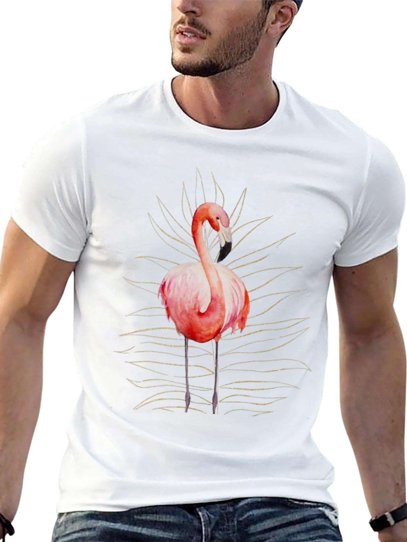 Flamingo Graphic Tee - Stylish Mens Black T-Shirt