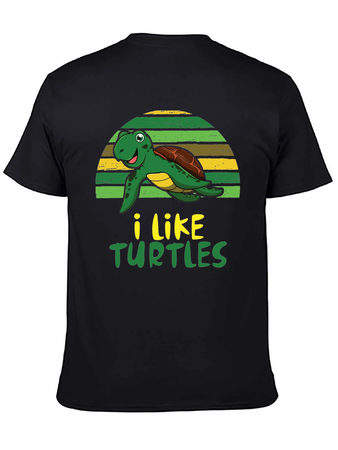 I Like Turtles Graphic Tee - Black Cotton T-Shirt